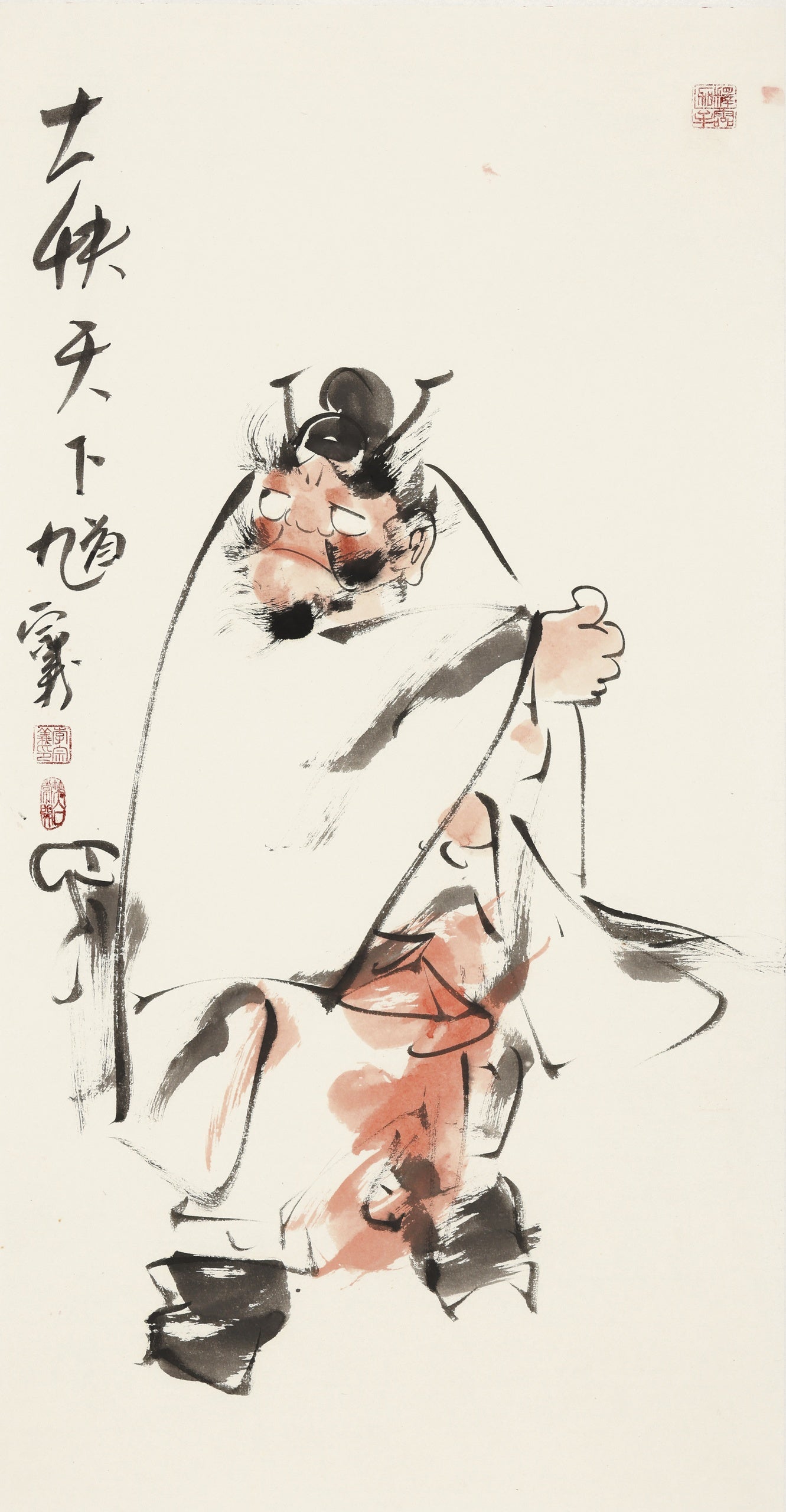 钟馗| 大快天下馗_传统手绘水墨国画人物画_李宗义真迹_101×50cm
