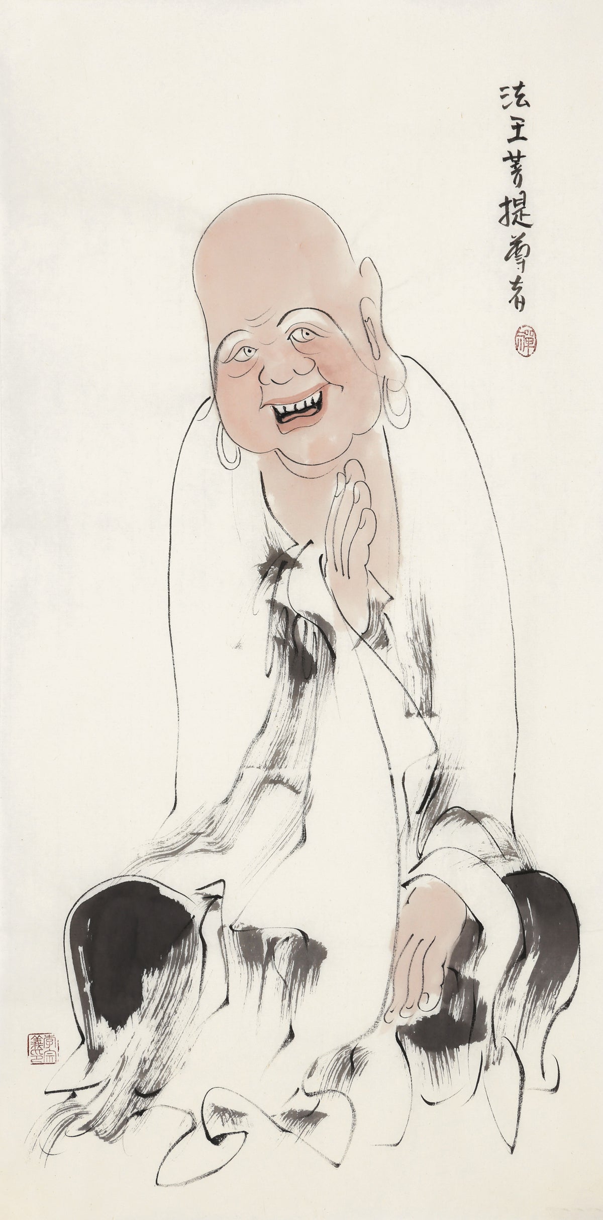 五百羅漢 第98尊 法王菩提尊者 李宗義手描き水墨の禅人物画