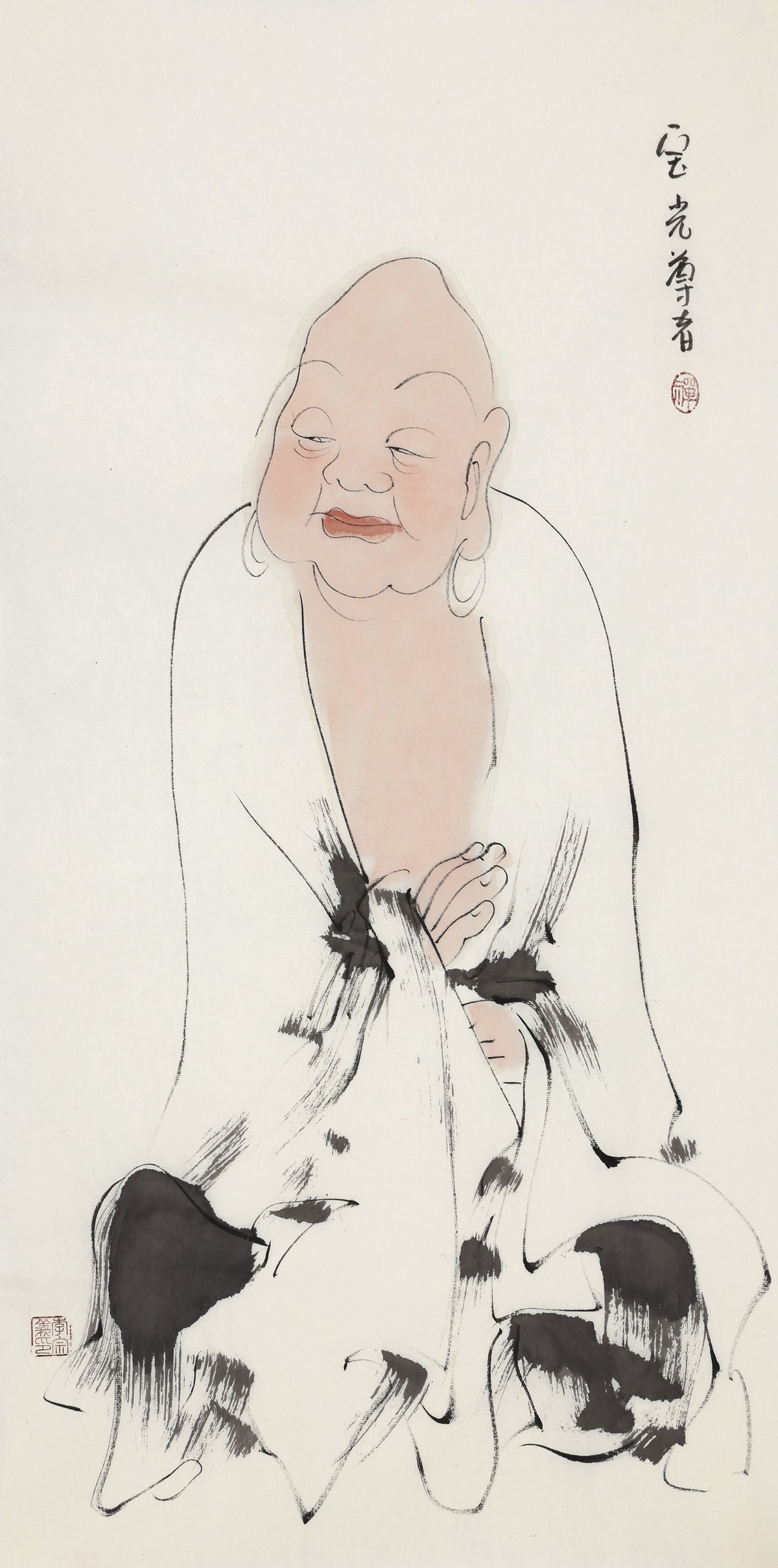 五百罗汉第141尊 宝光尊者 李宗义手绘水墨禅意人物画