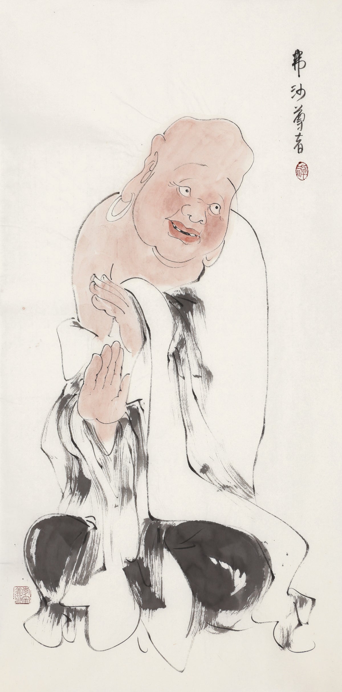五百罗汉第182尊 弗沙尊者 李宗义手绘水墨禅意人物画