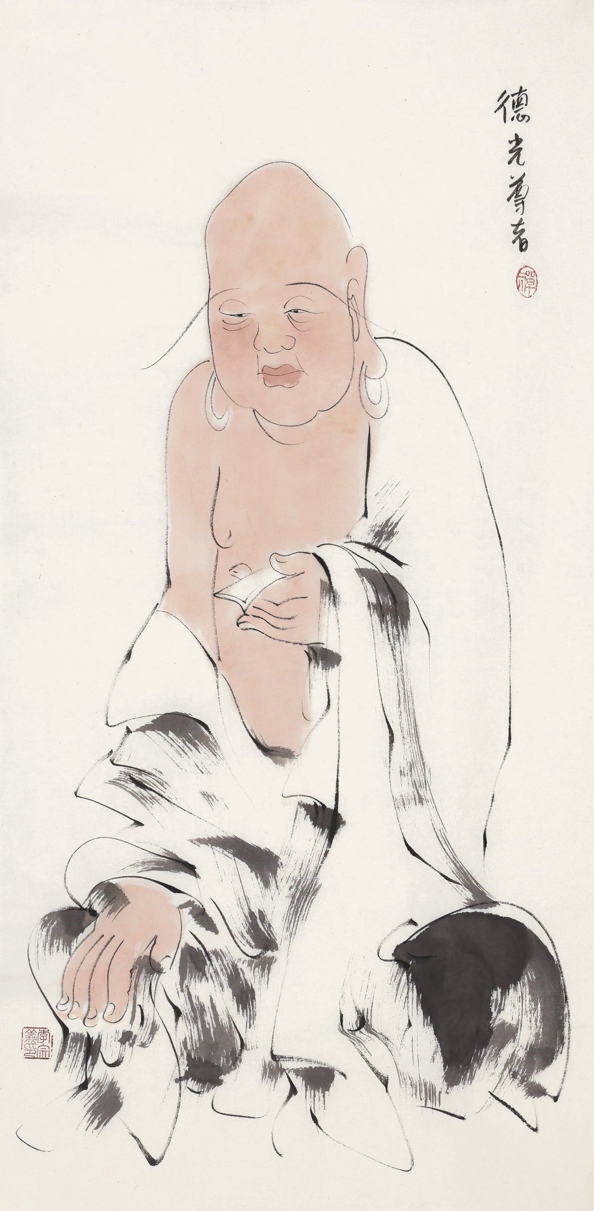 五百罗汉第183尊 德光尊者 李宗义手绘水墨禅意人物画