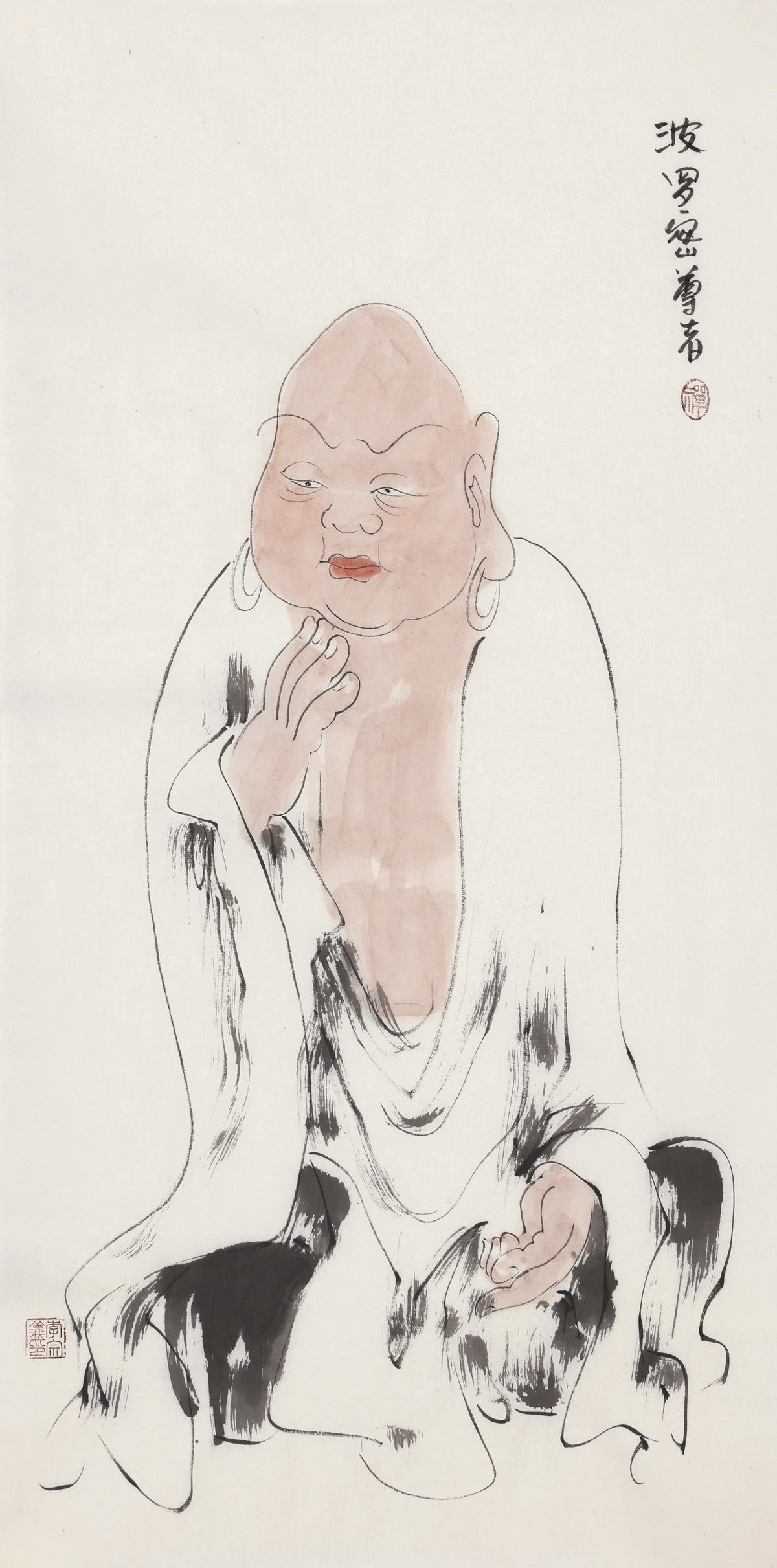 Пятьсот архатов №201 преп. Парамита, ручная живопись тушью Ли Цзун-и, дзен