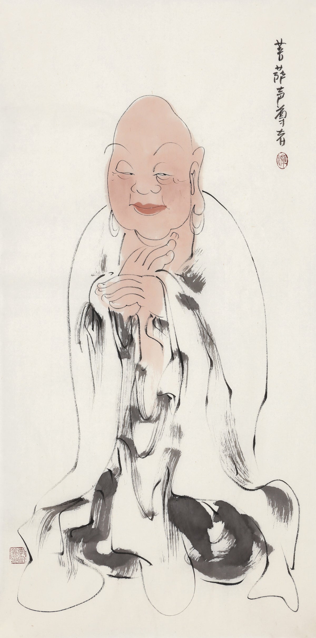 五百羅漢 第204尊 菩薩声尊者 李宗義手描き水墨の禅人物画