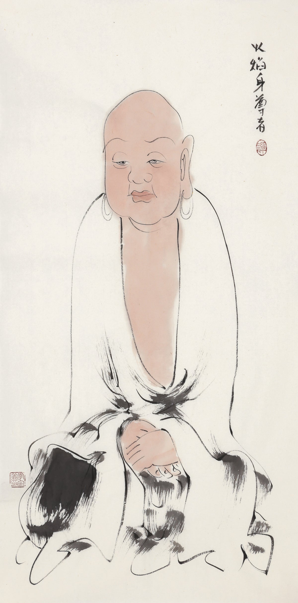 五百羅漢 第215尊 火焔身尊者 李宗義手描き水墨の禅人物画