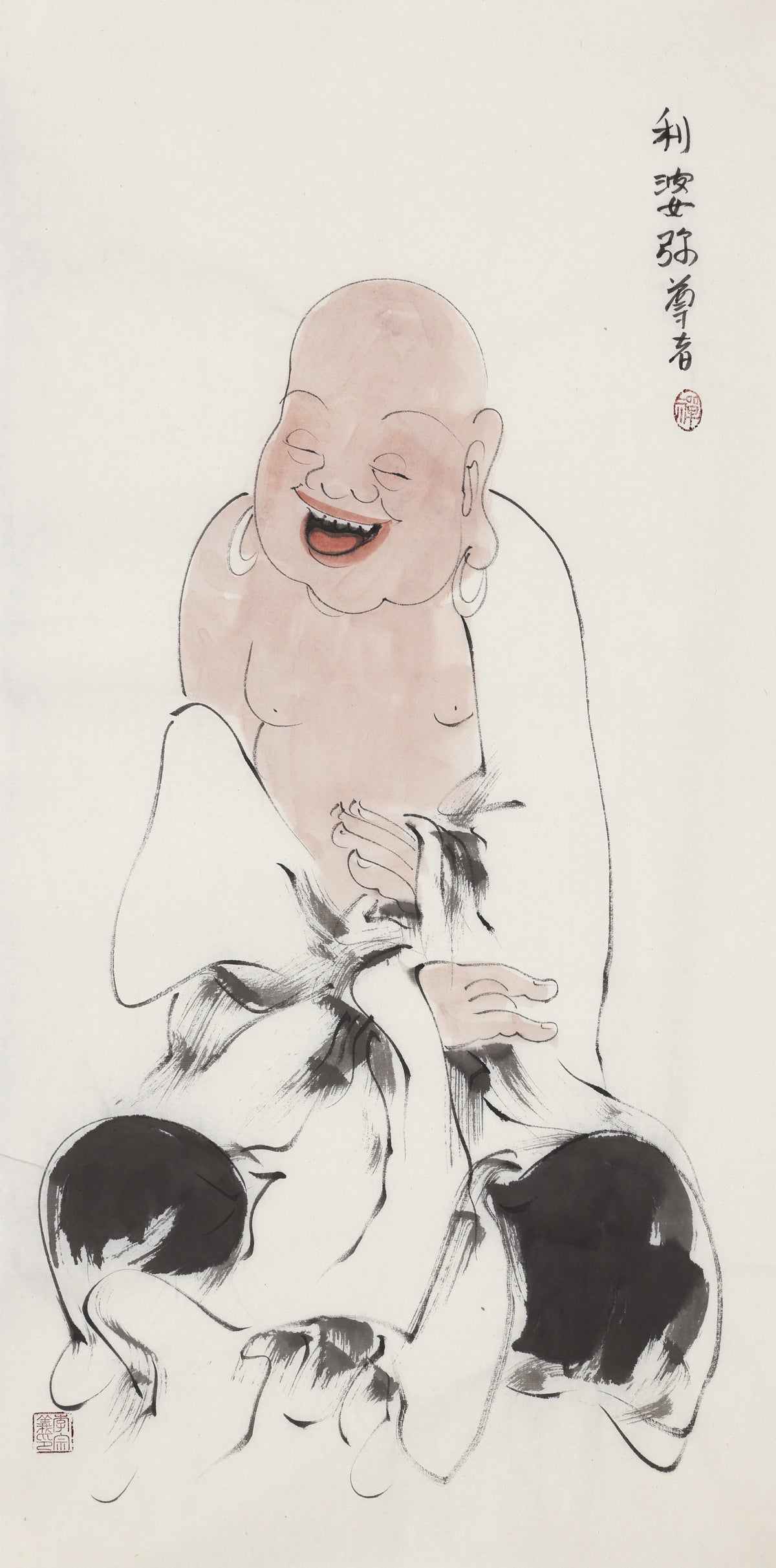 五百羅漢 第234尊 利婆弥尊者(漢訳音写名) 李宗義手描き水墨の禅人物画