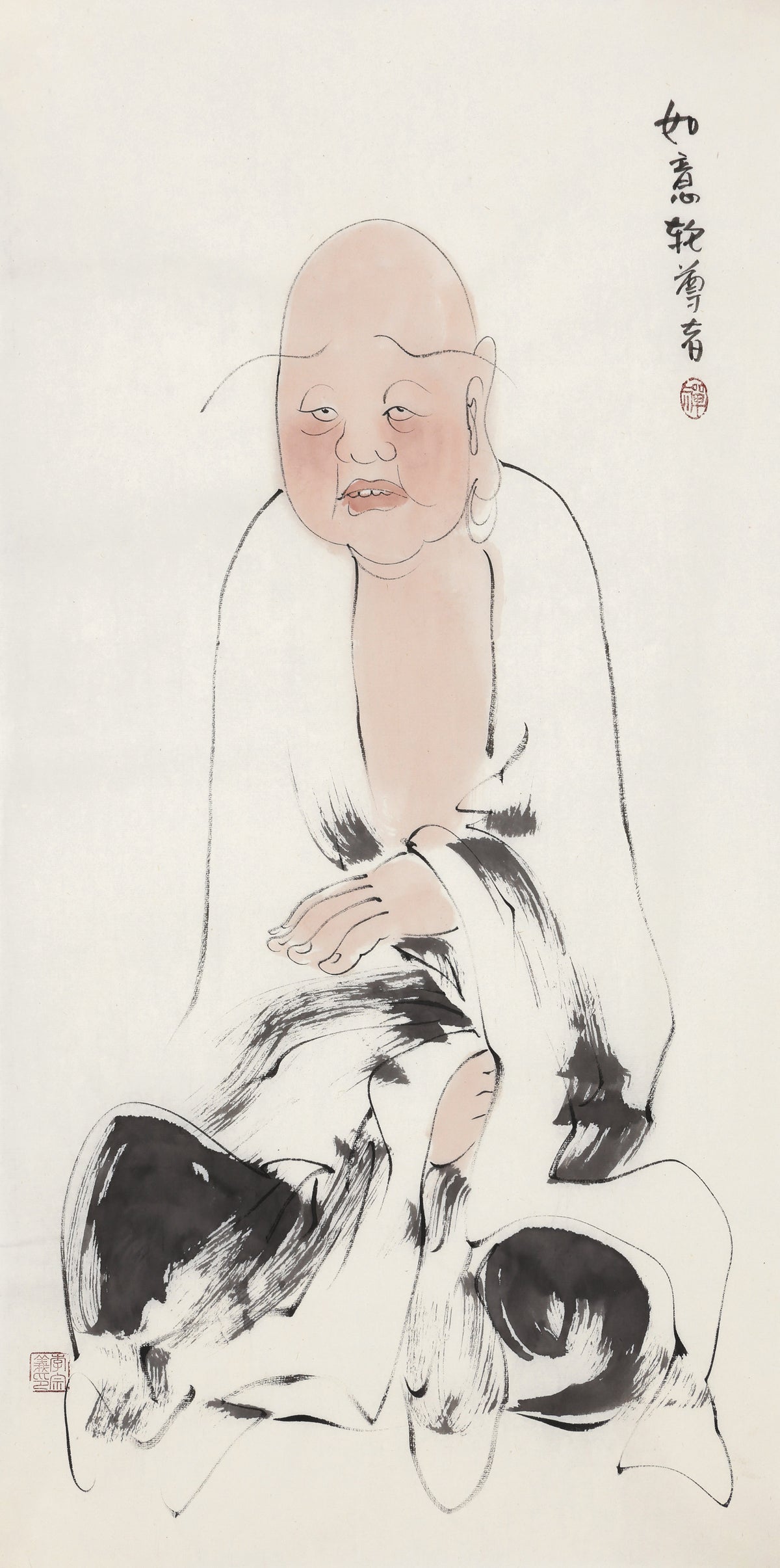 오백나한 제267존 여의륜 존자(진타마니·여의보륜), 이종의 수묵 선 인물화