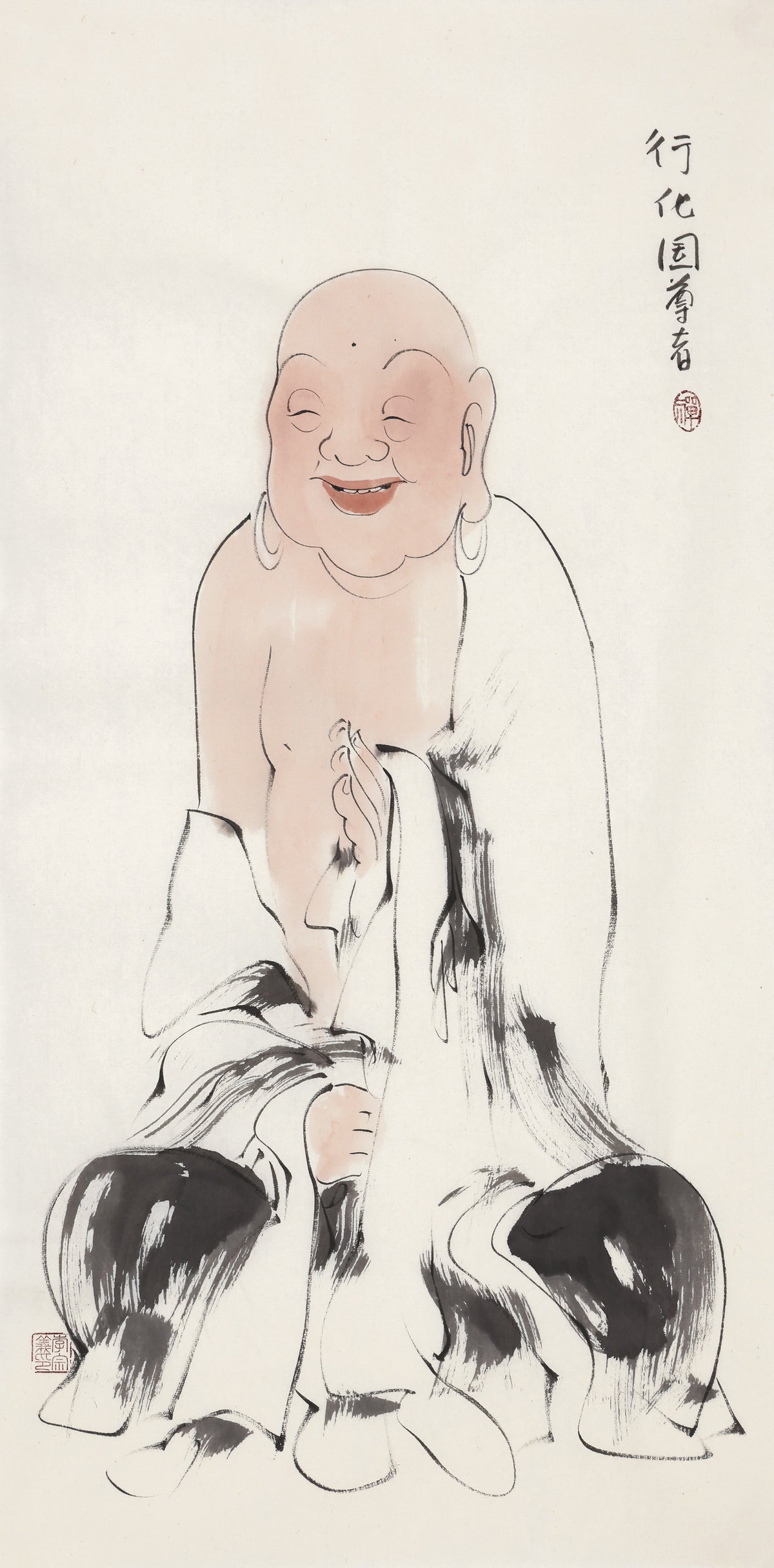 五百罗汉第280尊 行化国尊者 李宗义手绘水墨禅意人物画