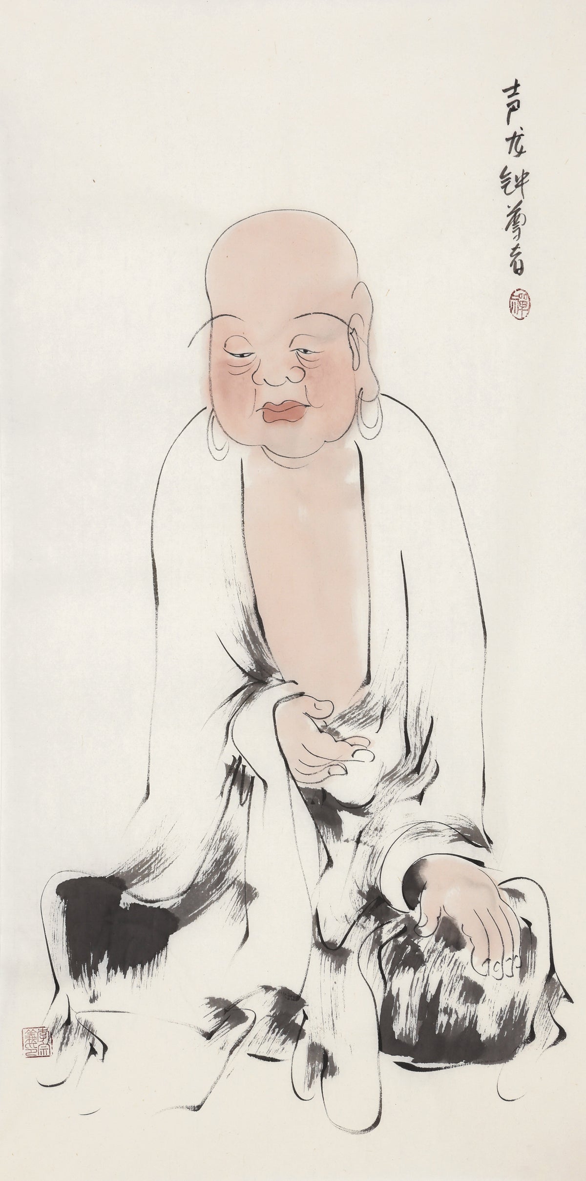 五百羅漢 第281尊 声龍種尊者 李宗義手描き水墨の禅人物画