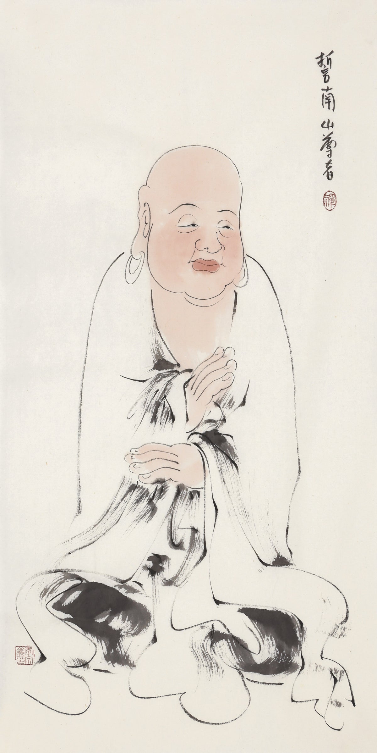 五百罗汉第282尊 誓南山尊者 李宗义手绘水墨禅意人物画