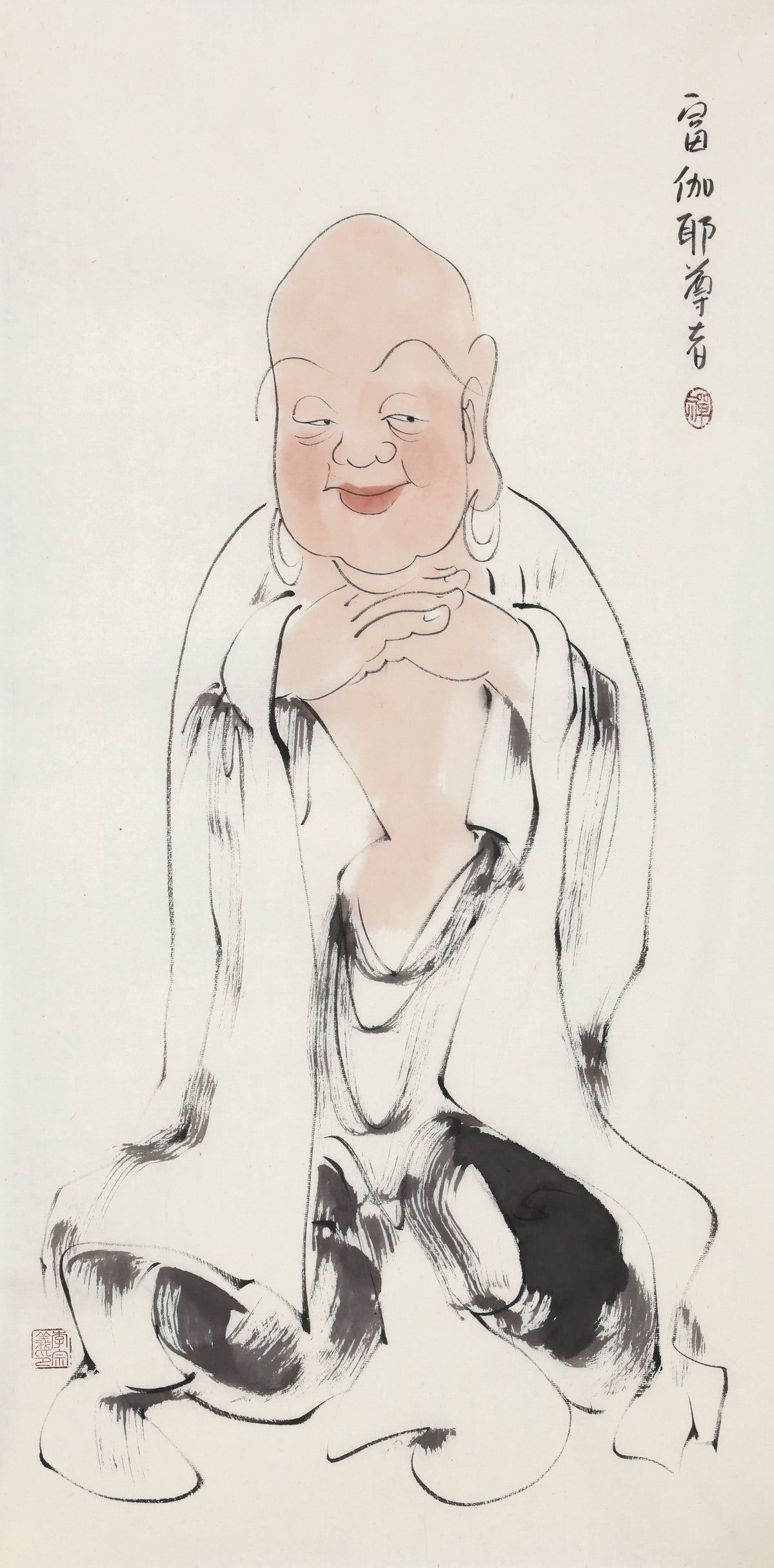 五百罗汉第283尊 富伽耶尊者 李宗义手绘水墨禅意人物画