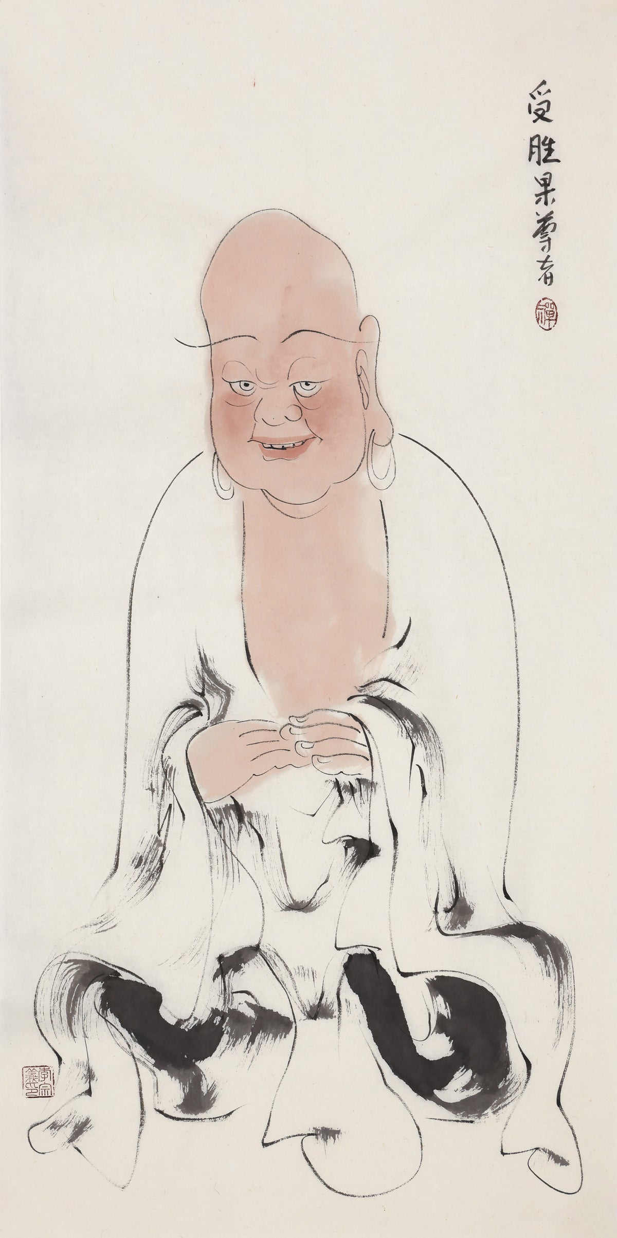 五百羅漢 第309尊 愛勝果尊者 李宗義手描き水墨の禅人物画