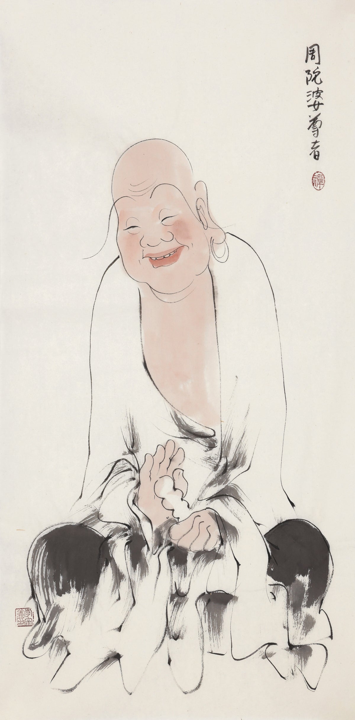 五百罗汉第322尊 周陀婆尊者 李宗义手绘水墨禅意人物画