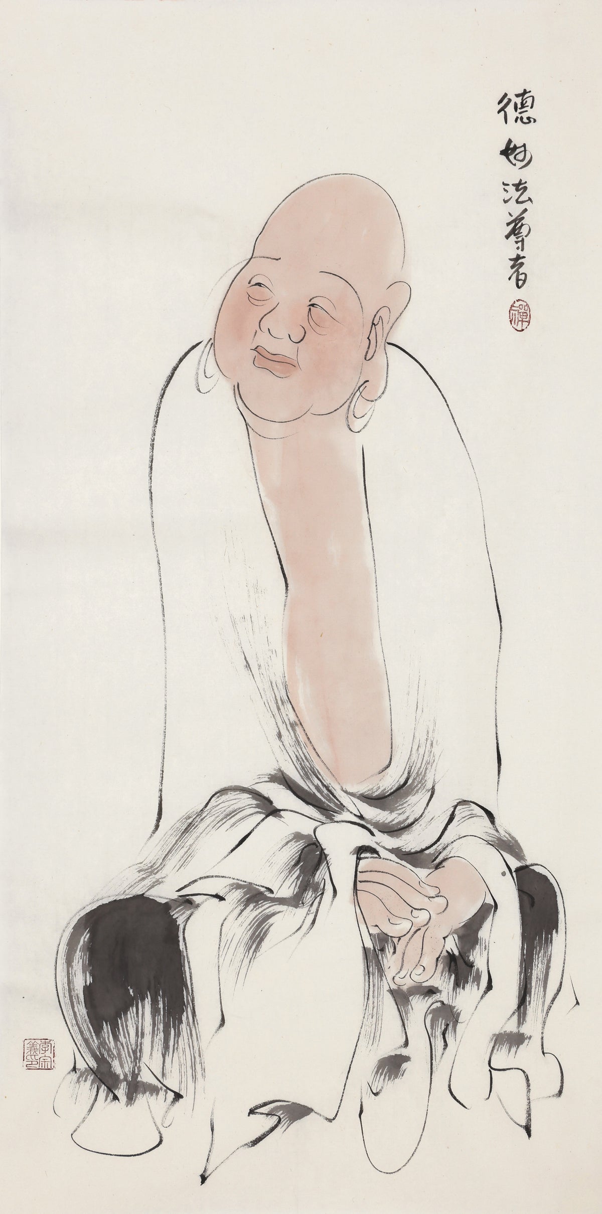 五百罗汉第329尊 德妙法尊者 李宗义手绘水墨禅意人物画
