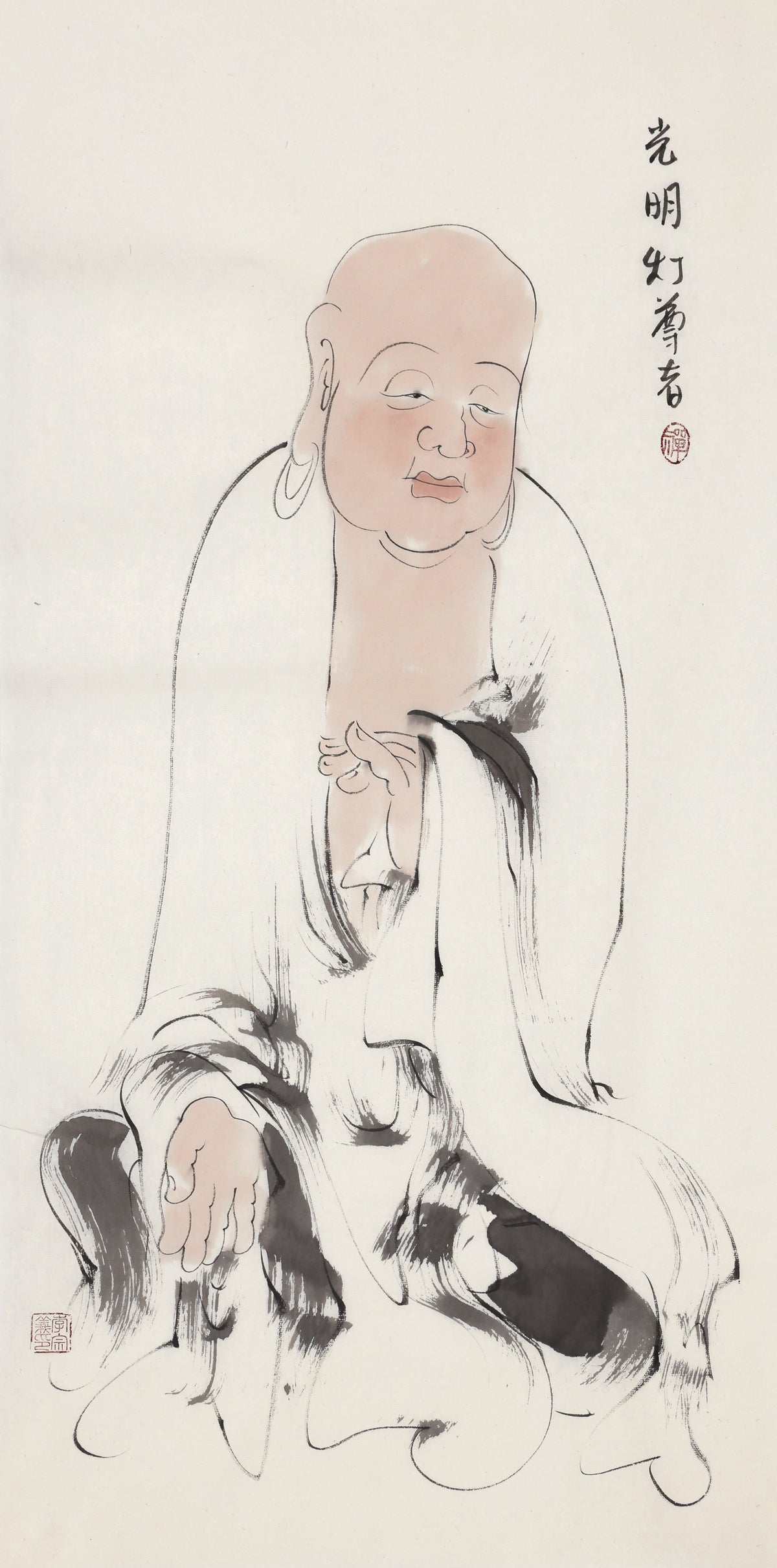 오백나한 제335존 광명등 존자, 이종의 수묵 선 인물화