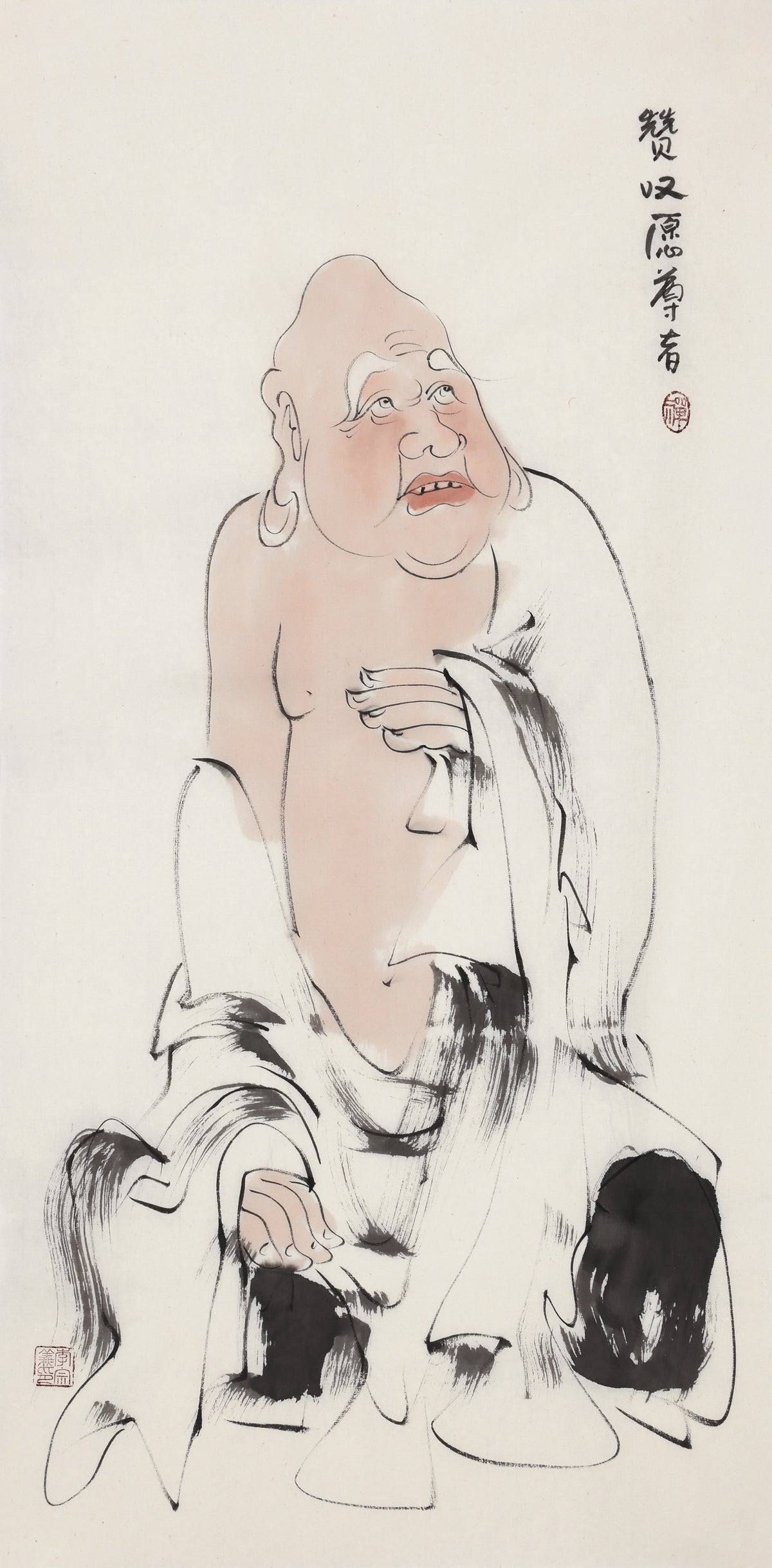 五百羅漢 第342尊 讃嘆願尊者 李宗義手描き水墨の禅人物画