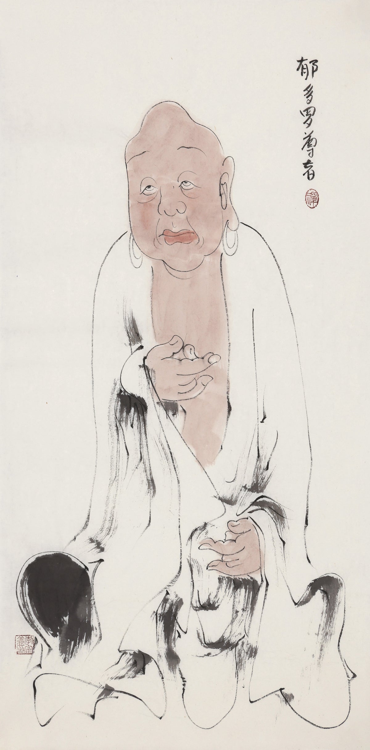 五百罗汉第347尊 郁多罗尊者 李宗义手绘水墨禅意人物画