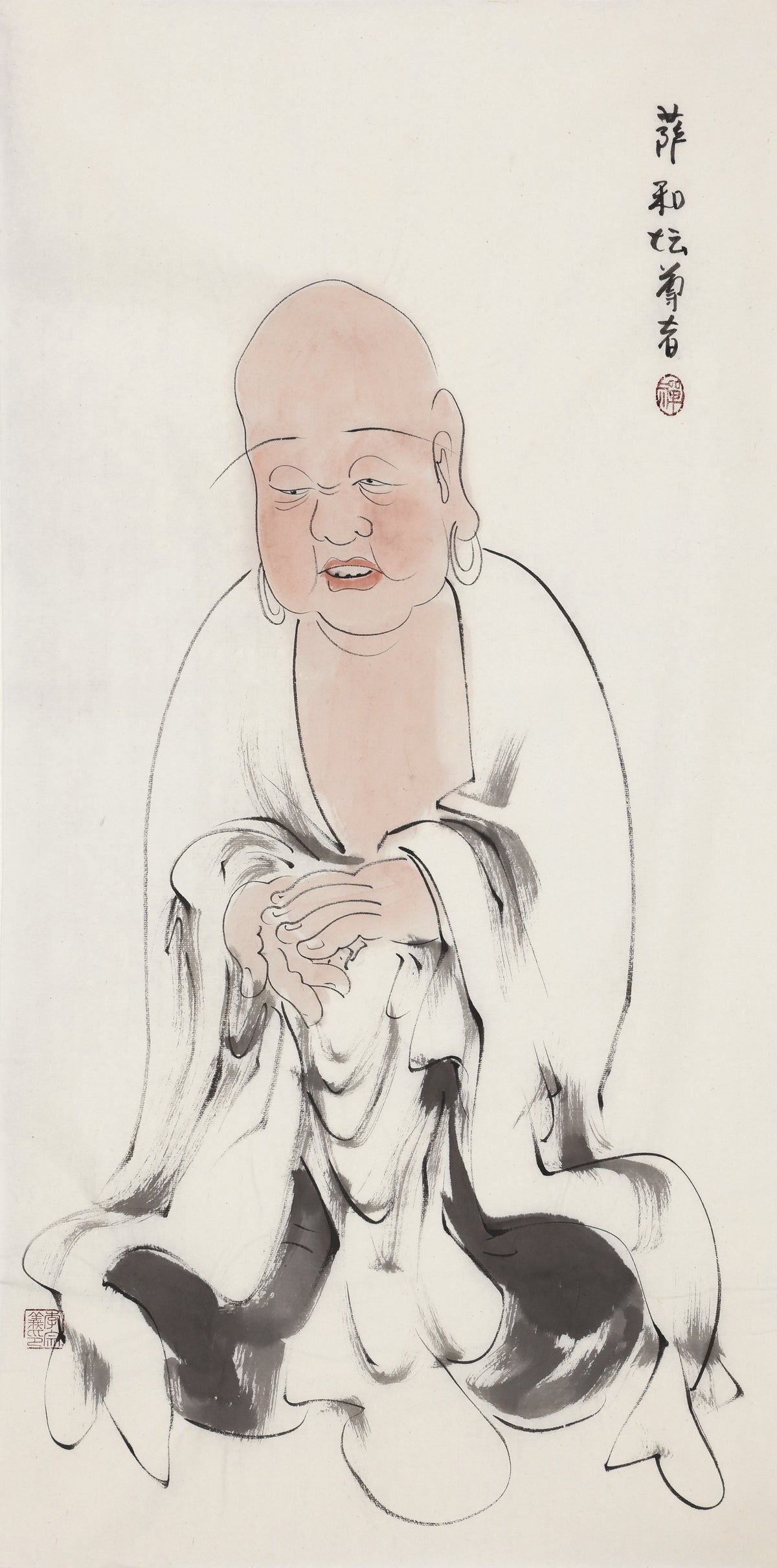 五百罗汉第359尊 萨和坛尊者 李宗义手绘水墨禅意人物画