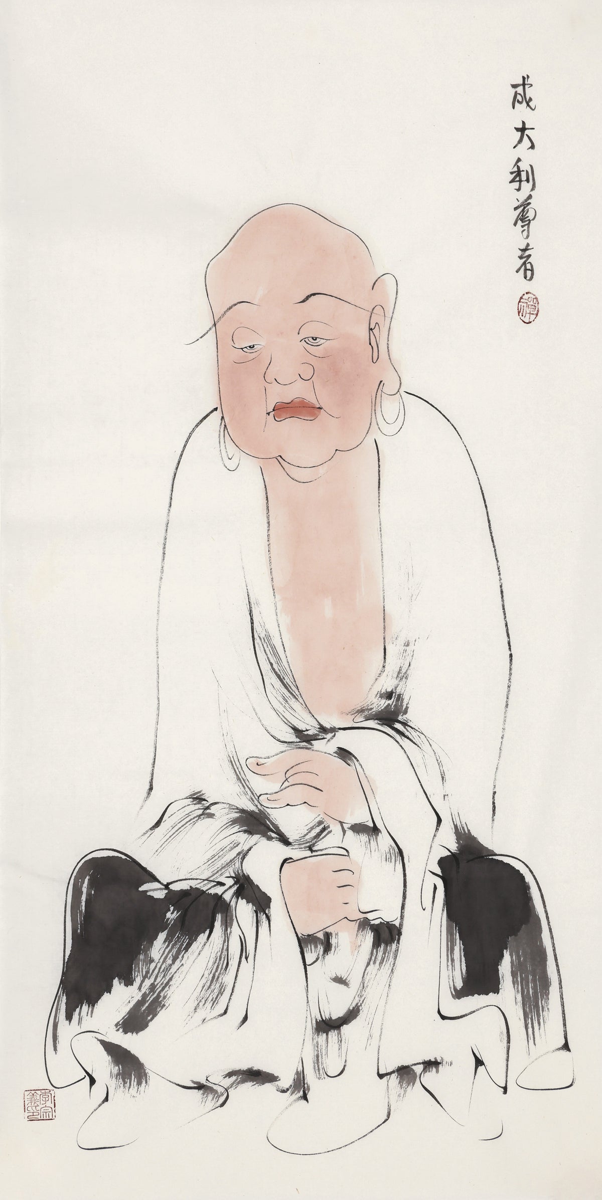 五百羅漢 第365尊 成大利尊者 李宗義手描き水墨の禅人物画
