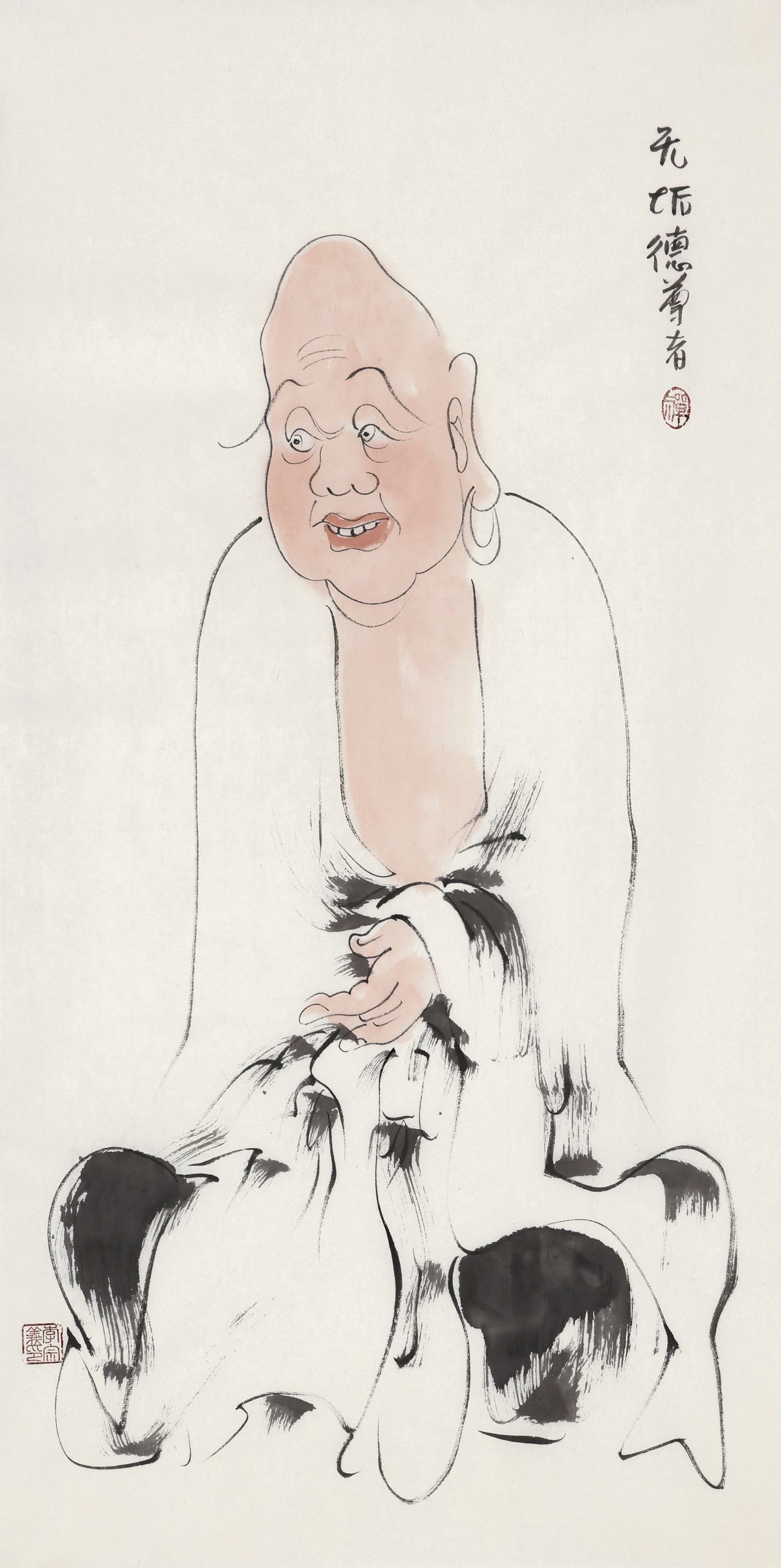 五百罗汉第376尊 无垢德尊者 李宗义手绘水墨禅意人物画