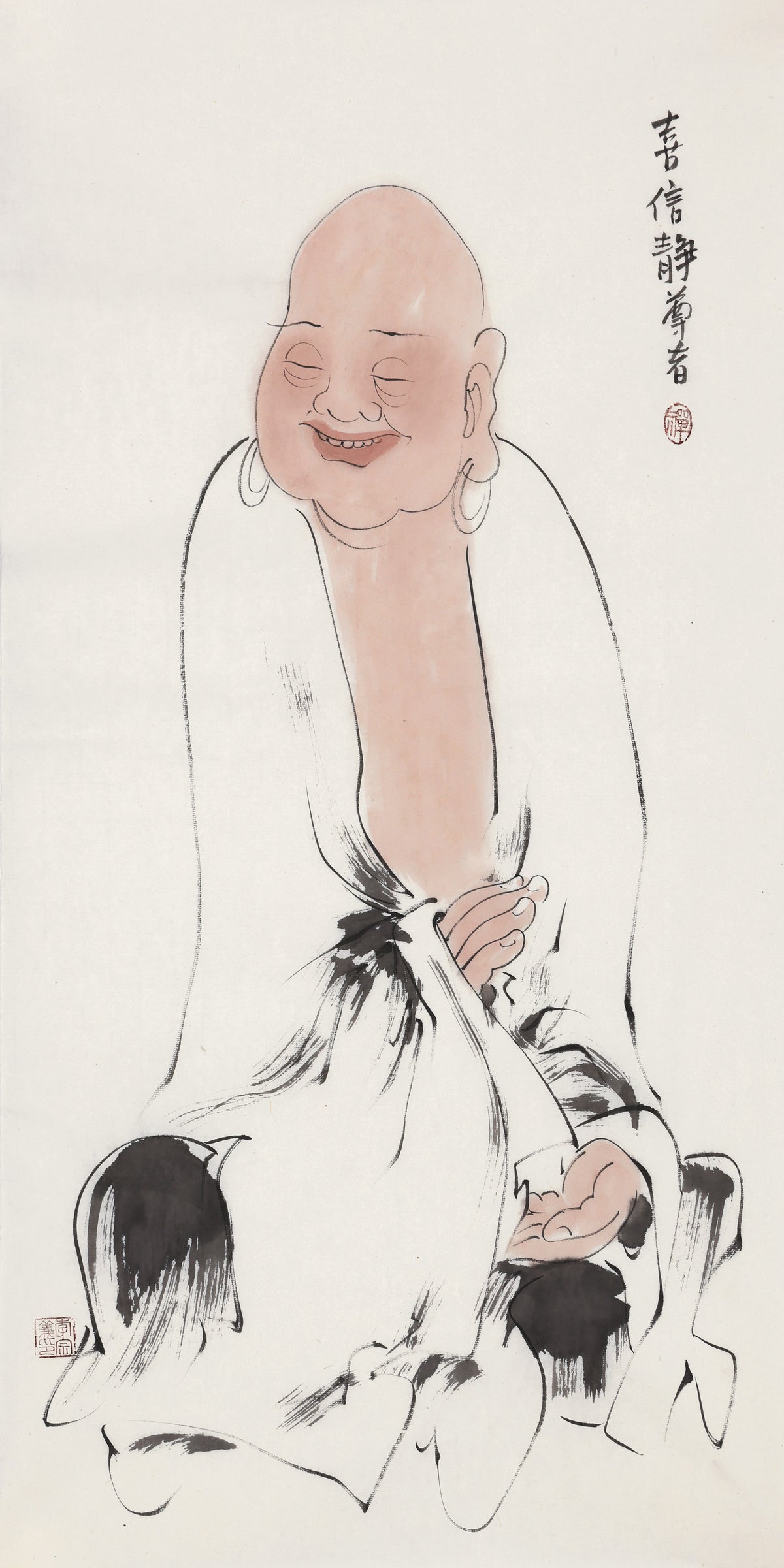 五百羅漢 第397尊 喜信静尊者 李宗義手描き水墨の禅人物画