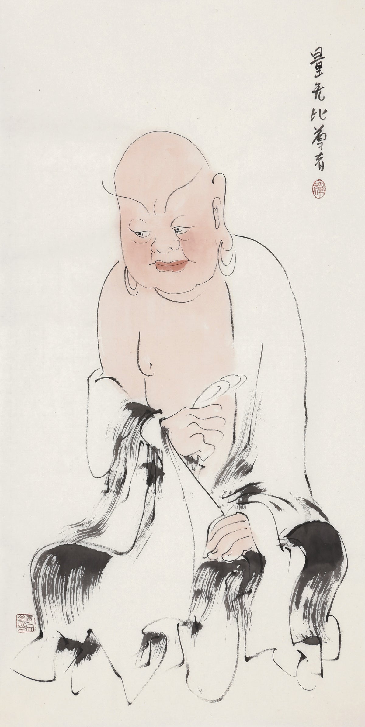 五百羅漢 第417尊 亮無比尊者 李宗義手描き水墨の禅人物画
