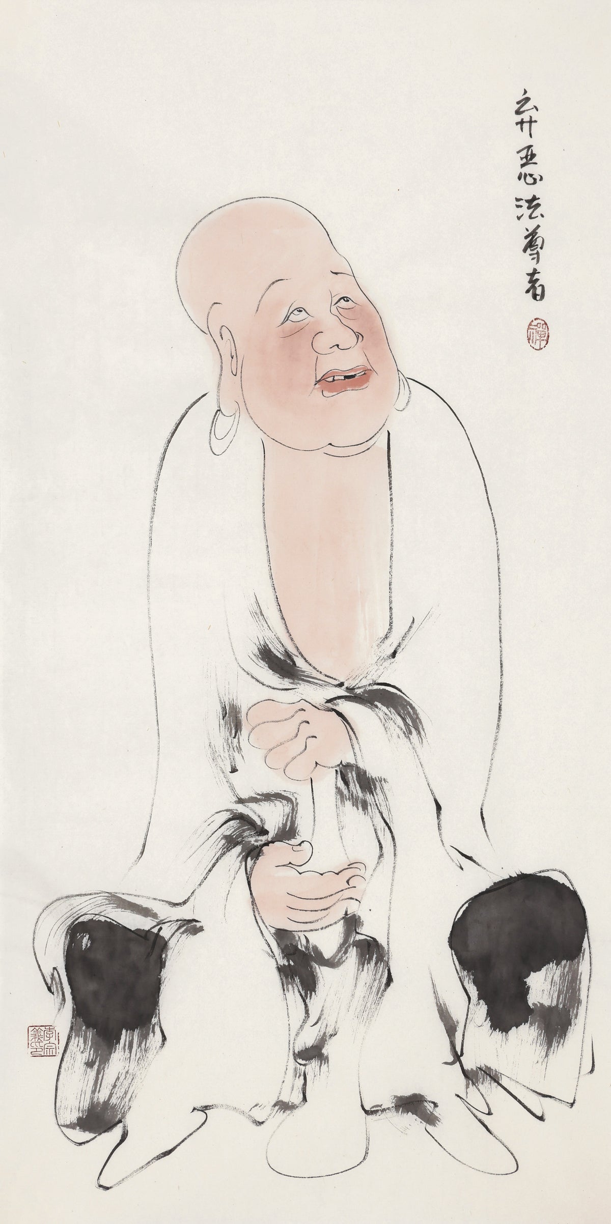 오백나한 제424존 기악법 존자, 이종의 수묵 선 인물화