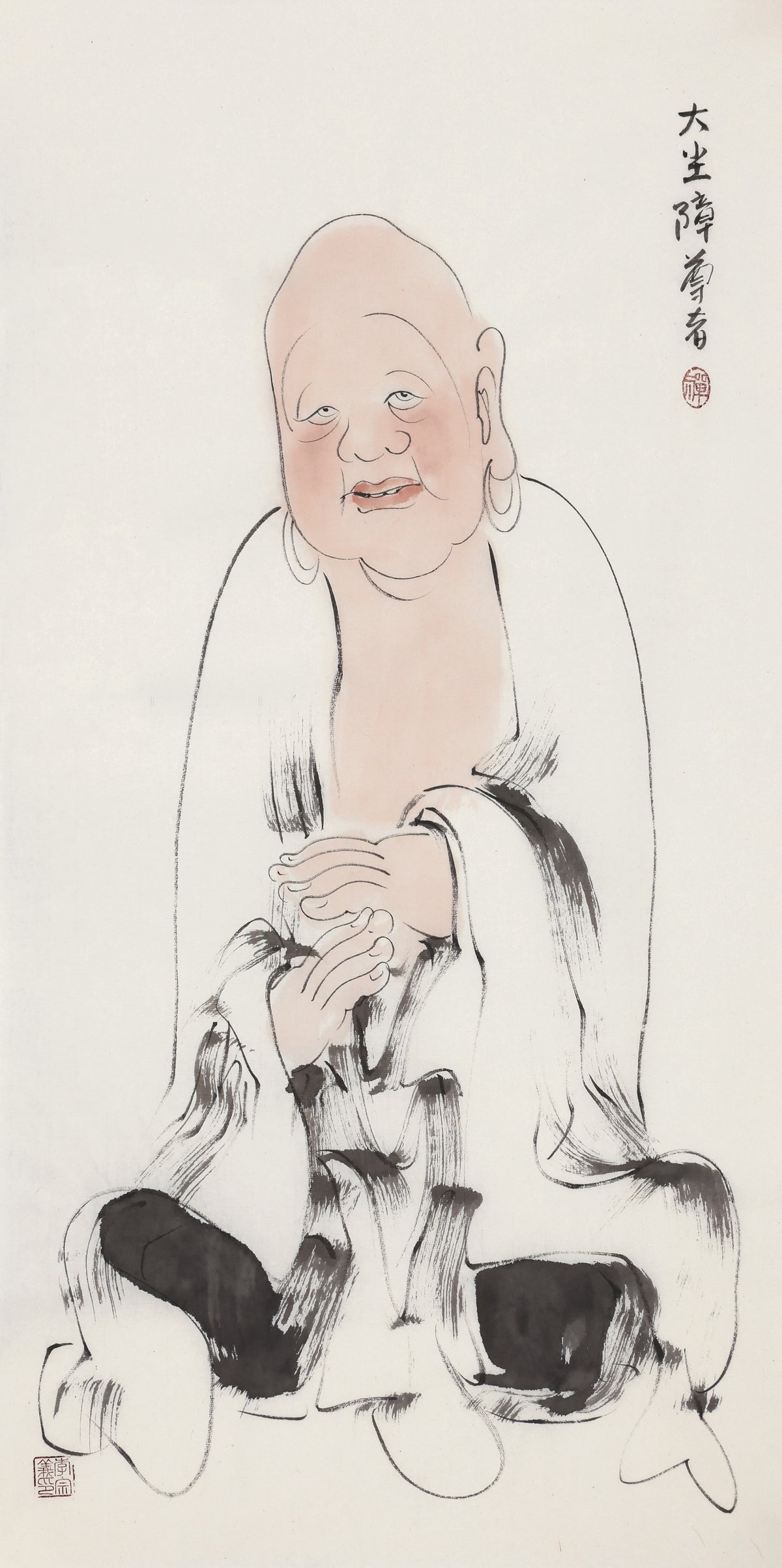 五百罗汉第429尊 大尘障尊者 李宗义手绘水墨禅意人物画
