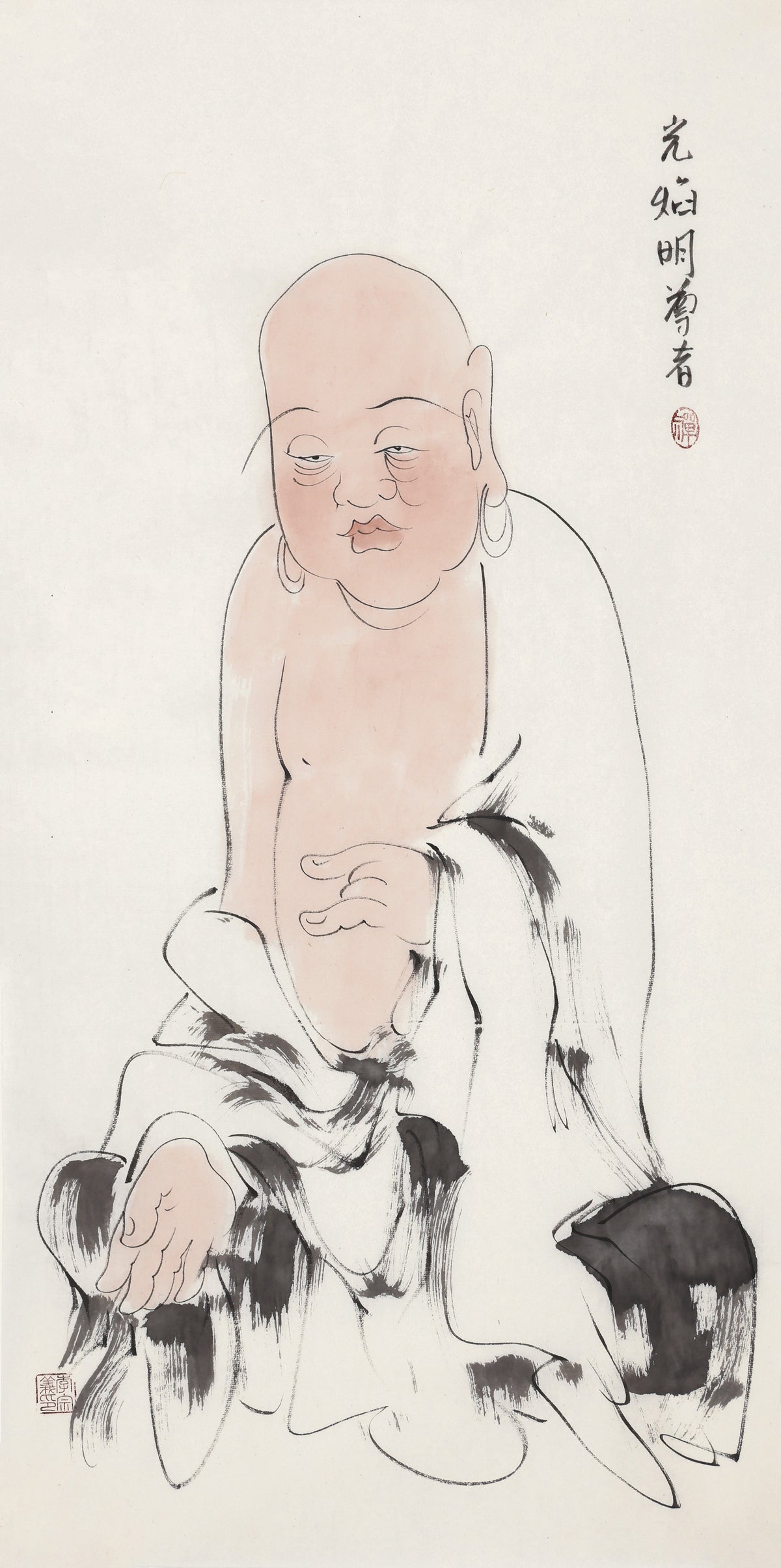 오백나한 제430존 광염명 존자, 이종의 수묵 선 인물화