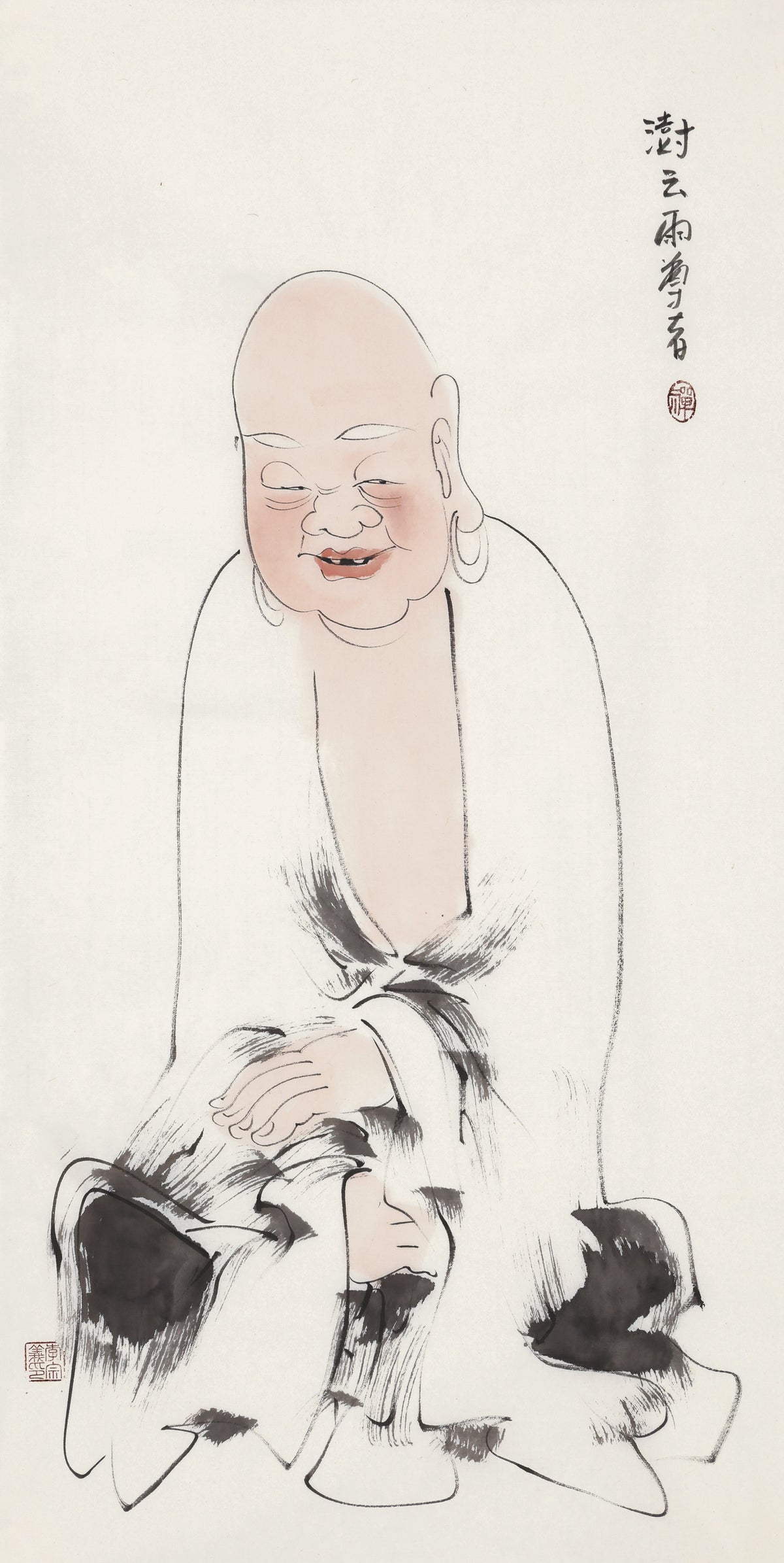 五百罗汉第433尊 澍云雨尊者 李宗义手绘水墨禅意人物画