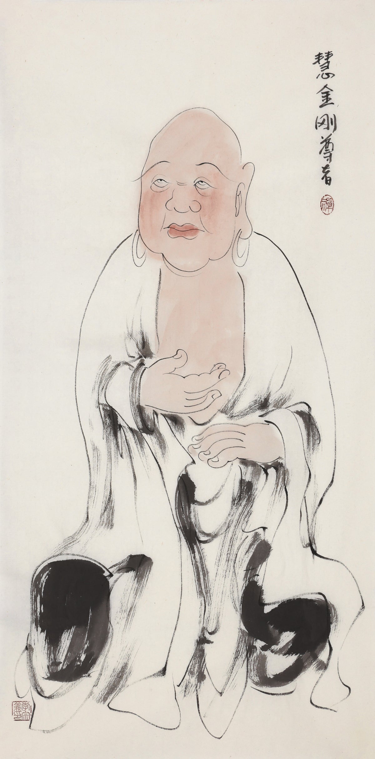 五百罗汉第447尊 慧金刚尊者 李宗义手绘水墨禅意人物画