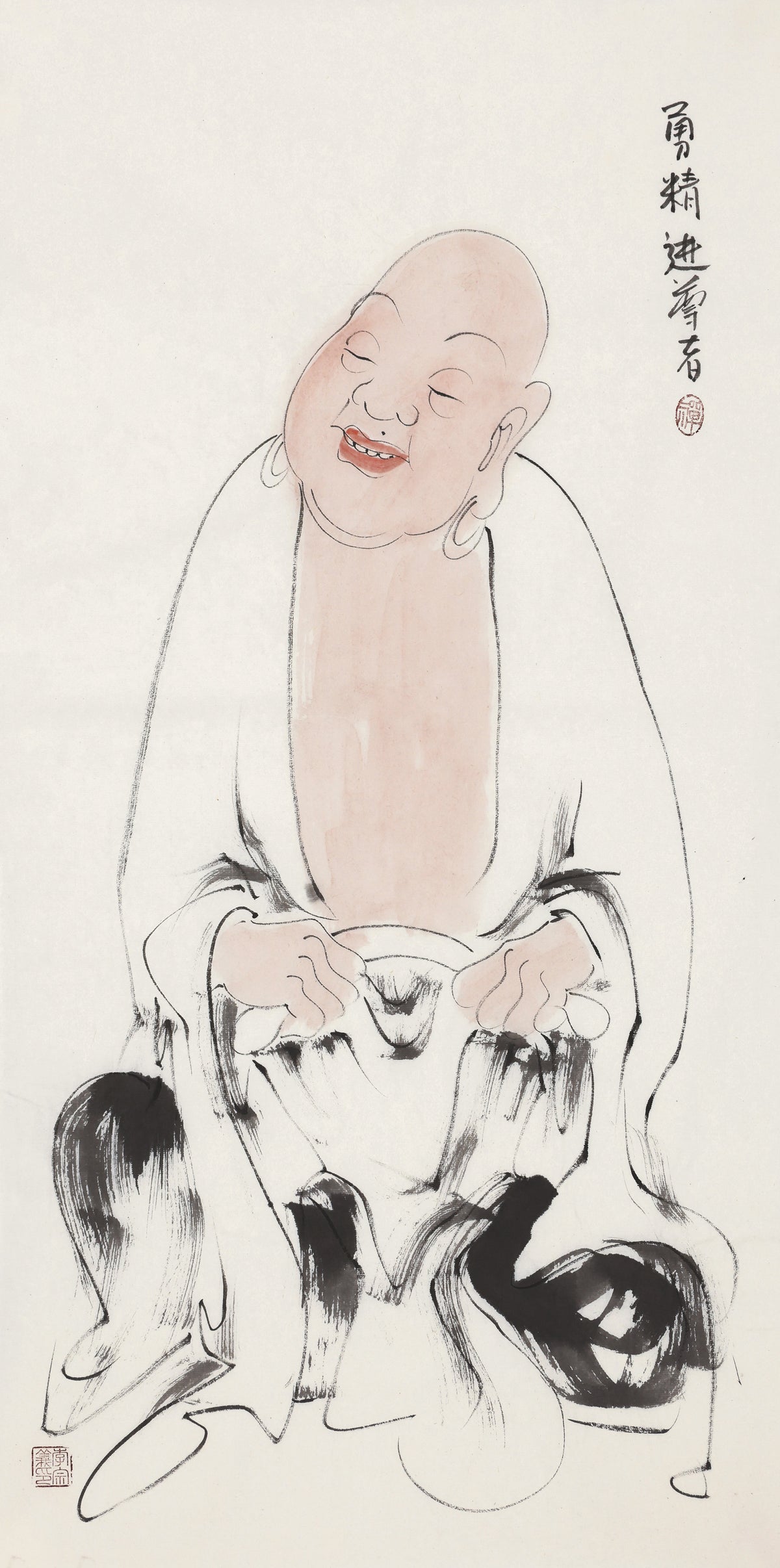 五百羅漢 第456尊 勇精進尊者 李宗義手描き水墨の禅人物画
