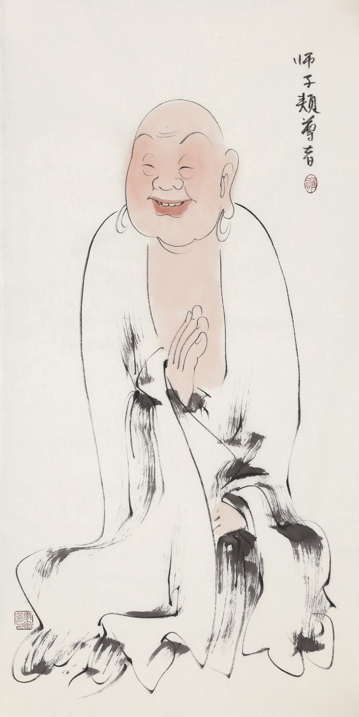 五百罗汉第461尊 师子颊尊者 李宗义手绘水墨禅意人物画