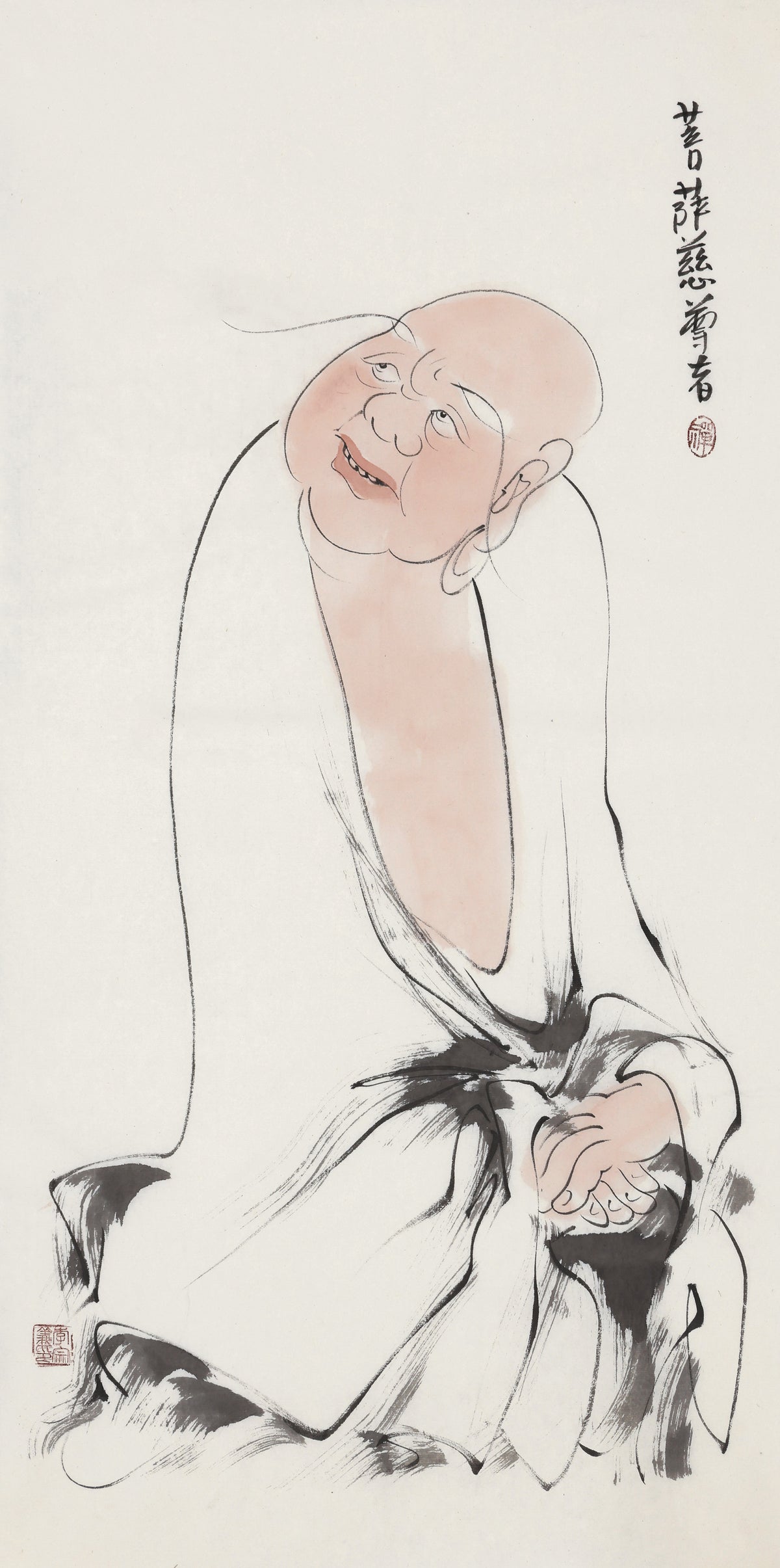 五百羅漢 第489尊 菩薩慈尊者 李宗義手描き水墨の禅人物画