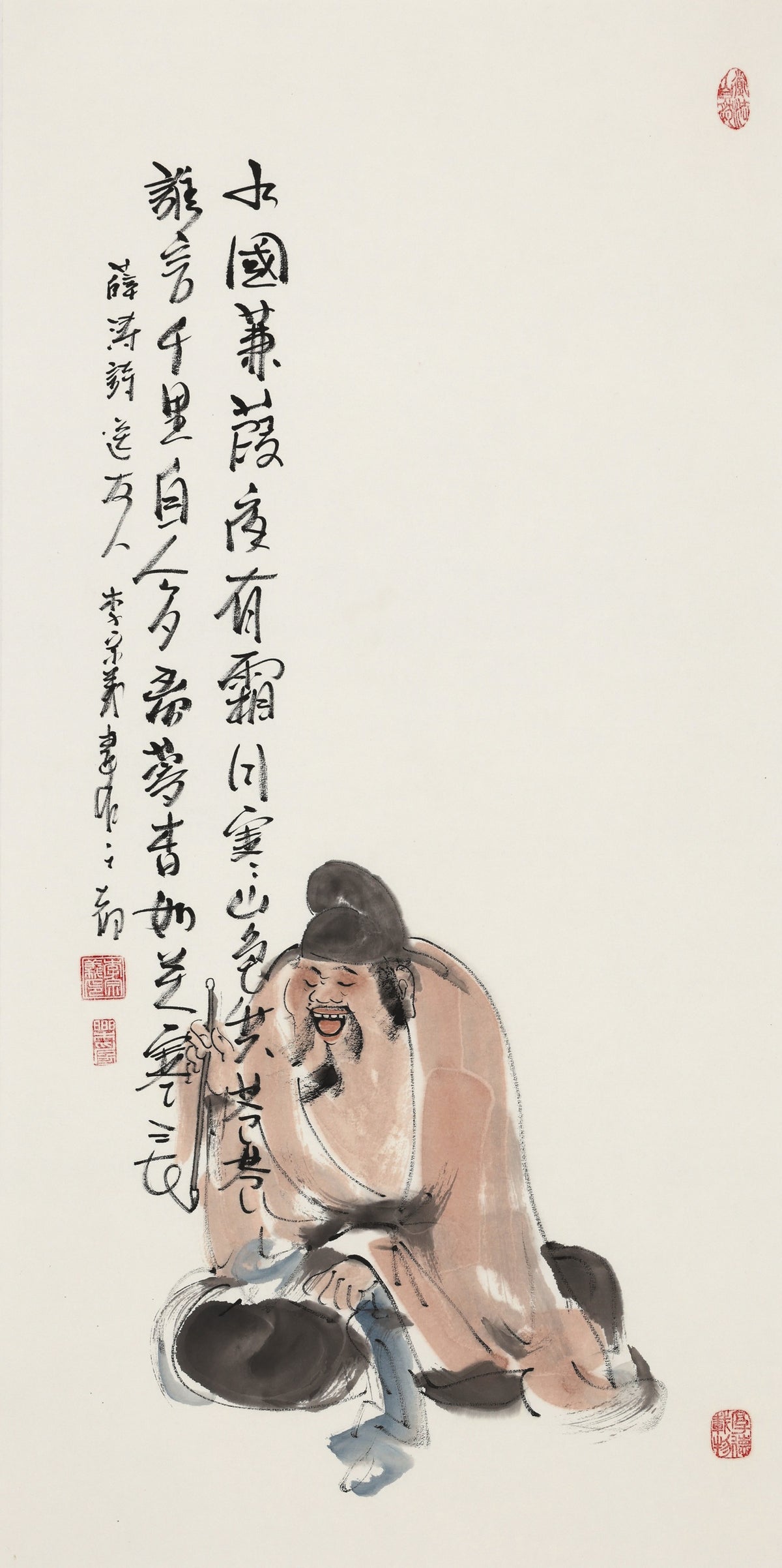 Xue Tao (Tang) - Seeing Off a Friend - Li Zongyi Hand-Painted Chinese Ink Poet Figure