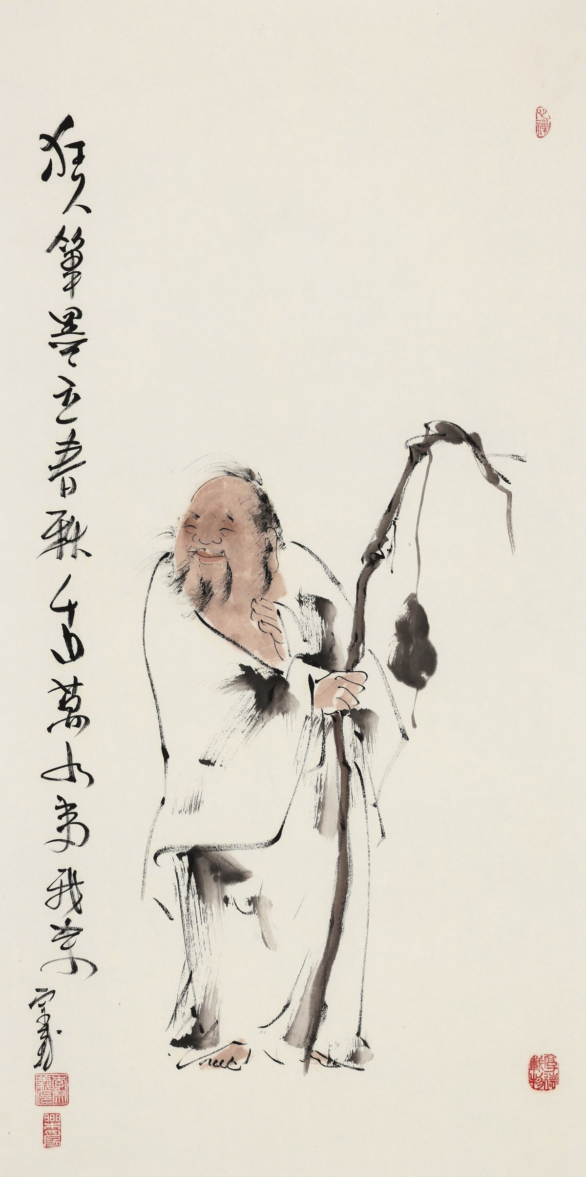 狂人笔墨亡春秋 千山万水来我京 - 李宗义手绘水墨文人人物画