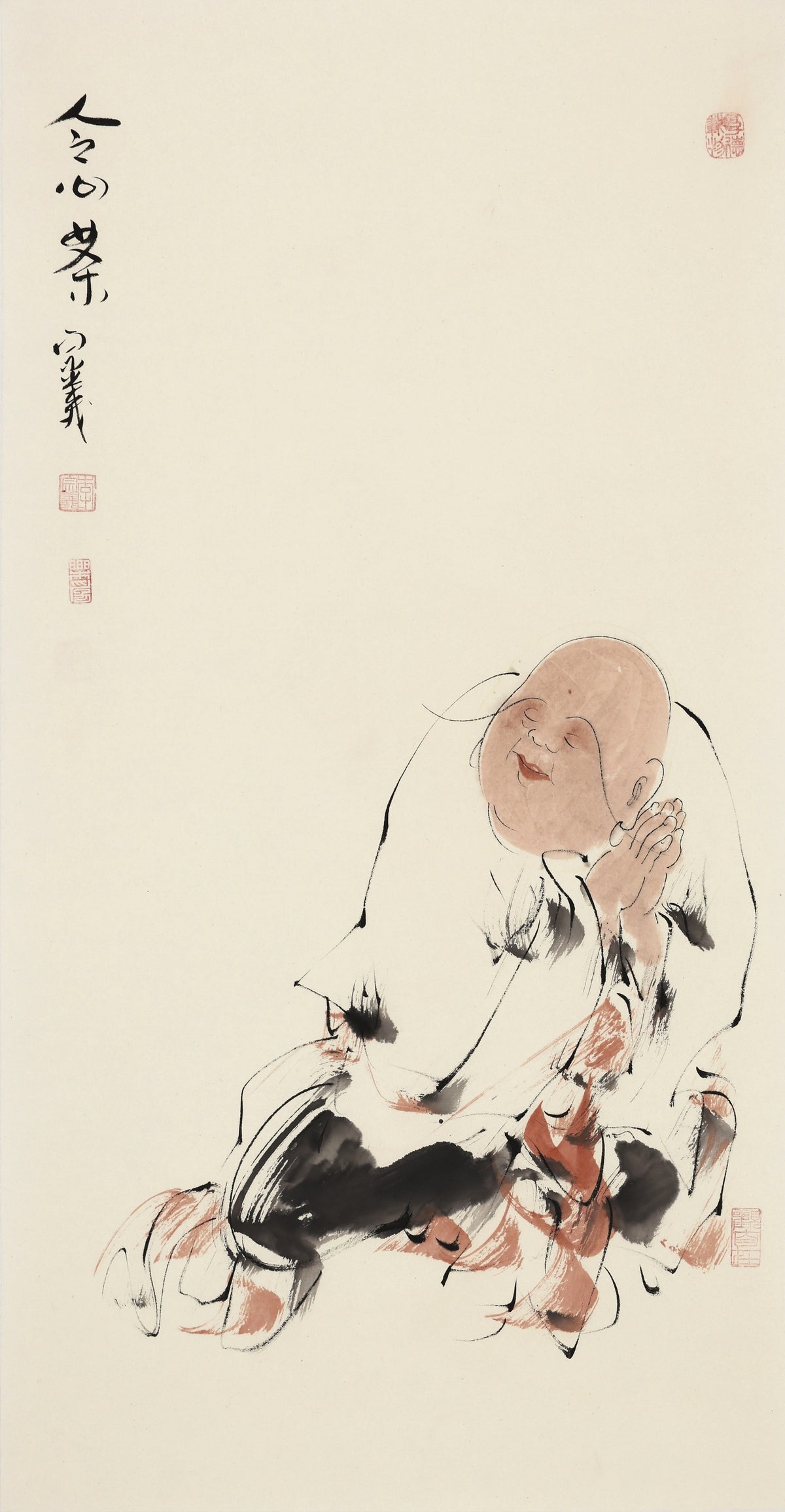 笑 | 合心笑|传统手绘水墨国画人物画|100*50cm