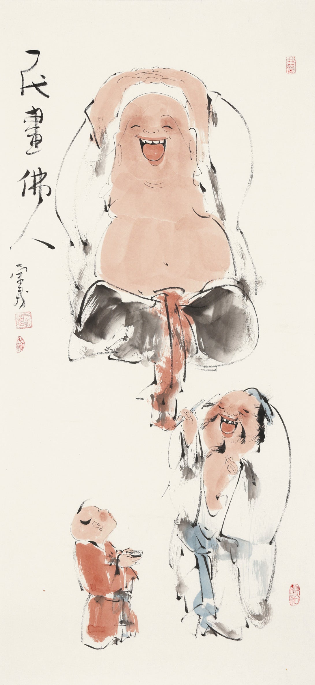笑 | 一代画佛人|传统手绘水墨国画人物画|101*54cm