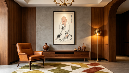 须跋陀罗尊者｜罗汉水墨国画 禅意人物收藏字画--100x50-4.5平尺