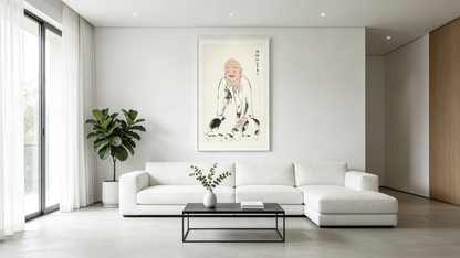 须跋陀罗尊者｜罗汉水墨国画 禅意人物收藏字画--100x50-4.5平尺