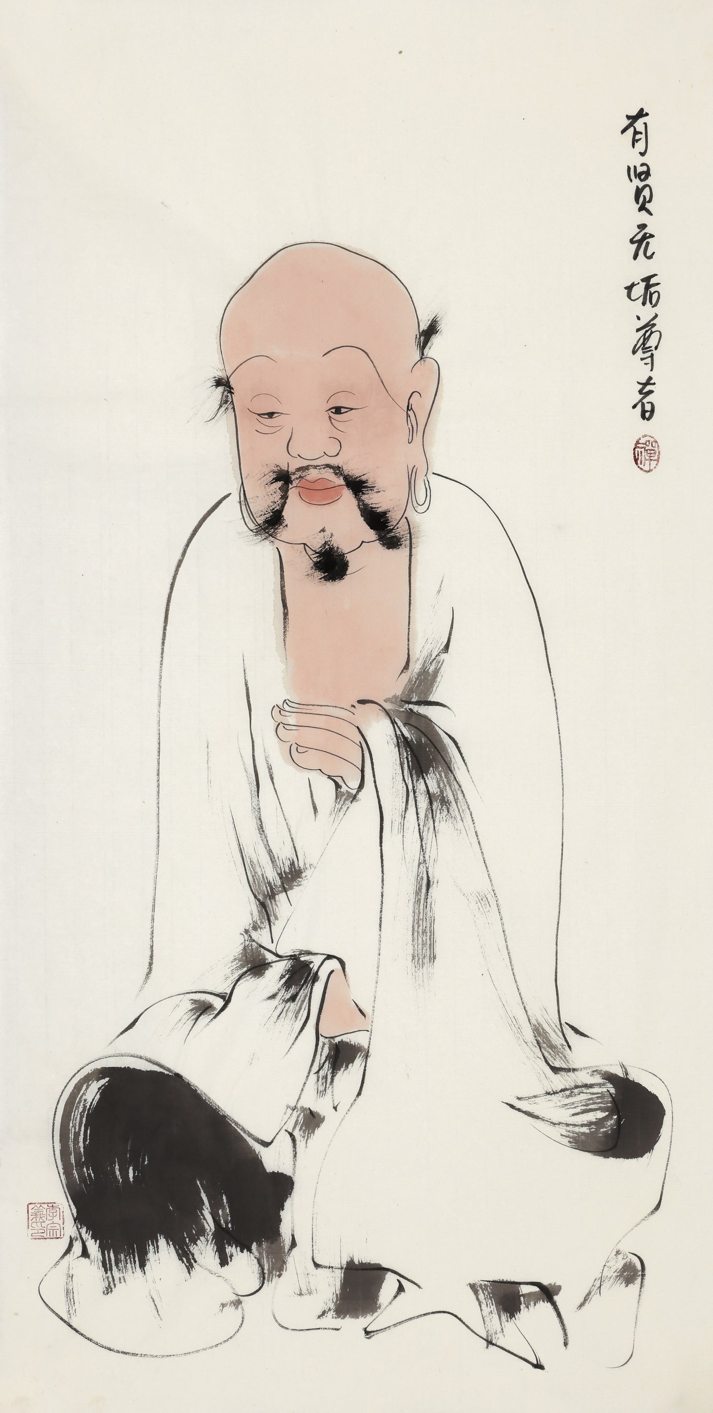 有贤无垢尊者｜罗汉水墨国画 禅意人物收藏字画--100x50-4.5平尺