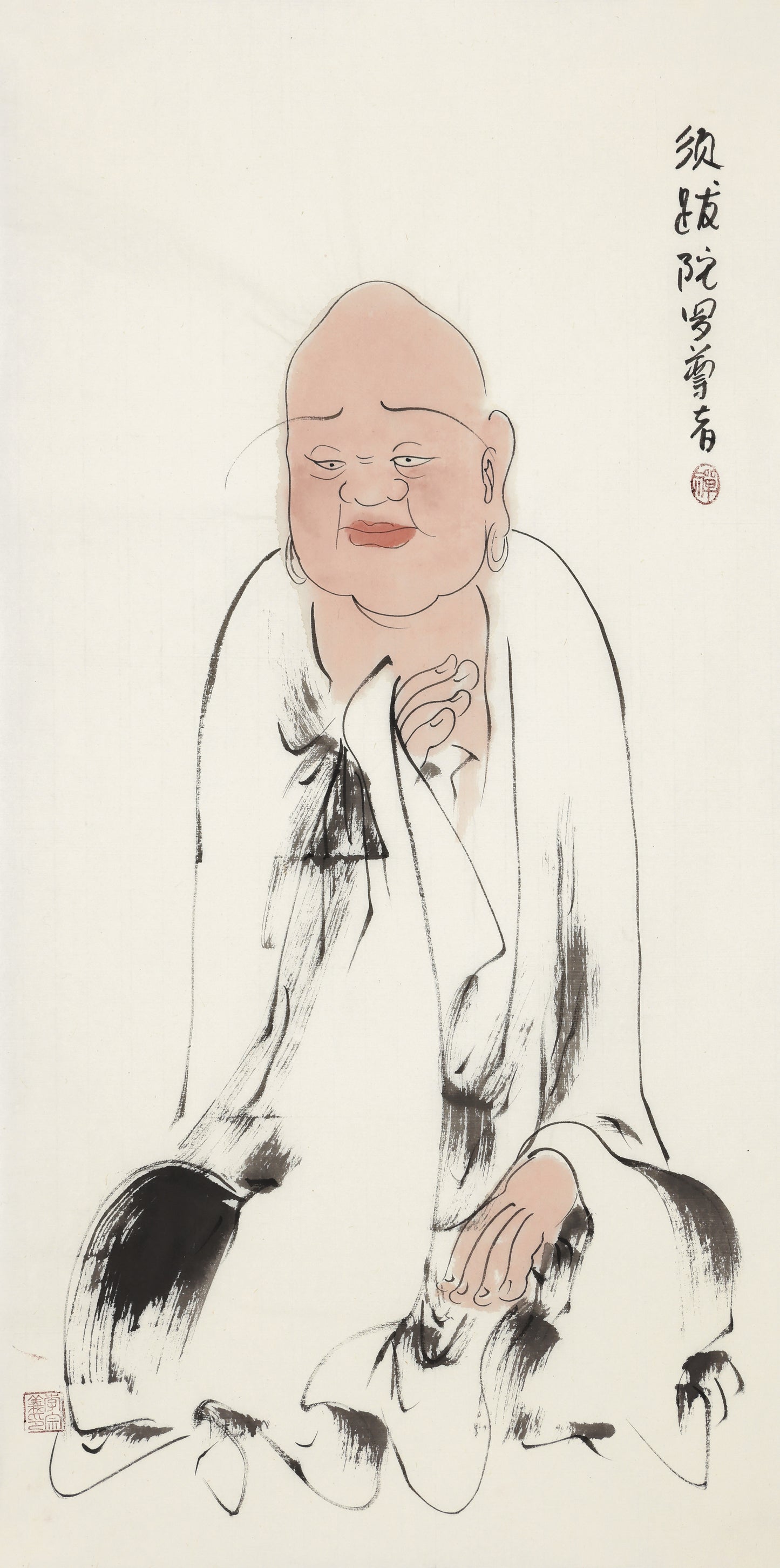 迦留陀夷尊者｜罗汉水墨国画 禅意人物收藏字画--100x50-4.5平尺