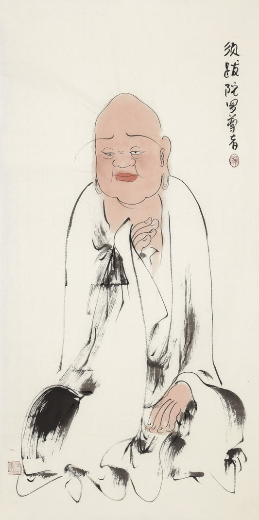 迦留陀夷尊者｜罗汉水墨国画 禅意人物收藏字画--100x50-4.5平尺