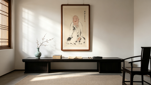 须跋陀罗尊者｜罗汉水墨国画 禅意人物收藏字画--100x50-4.5平尺