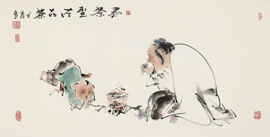 看茶圣在品茶 - 李宗义手绘水墨写意人物画