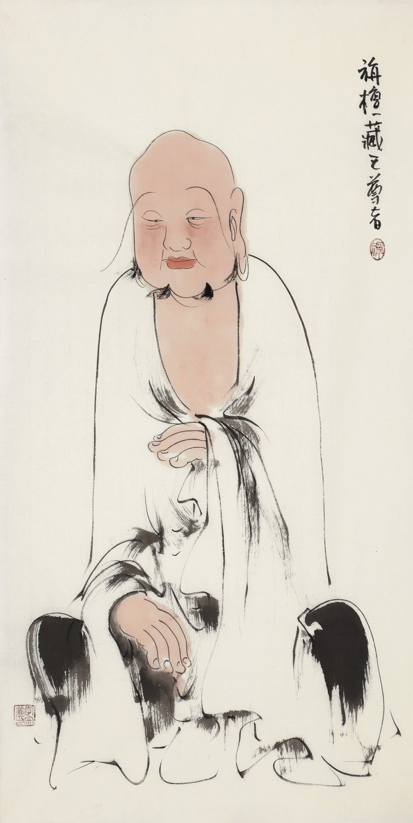 旃檀藏王尊者｜罗汉水墨国画 禅意人物收藏字画--100x50-4.5平尺