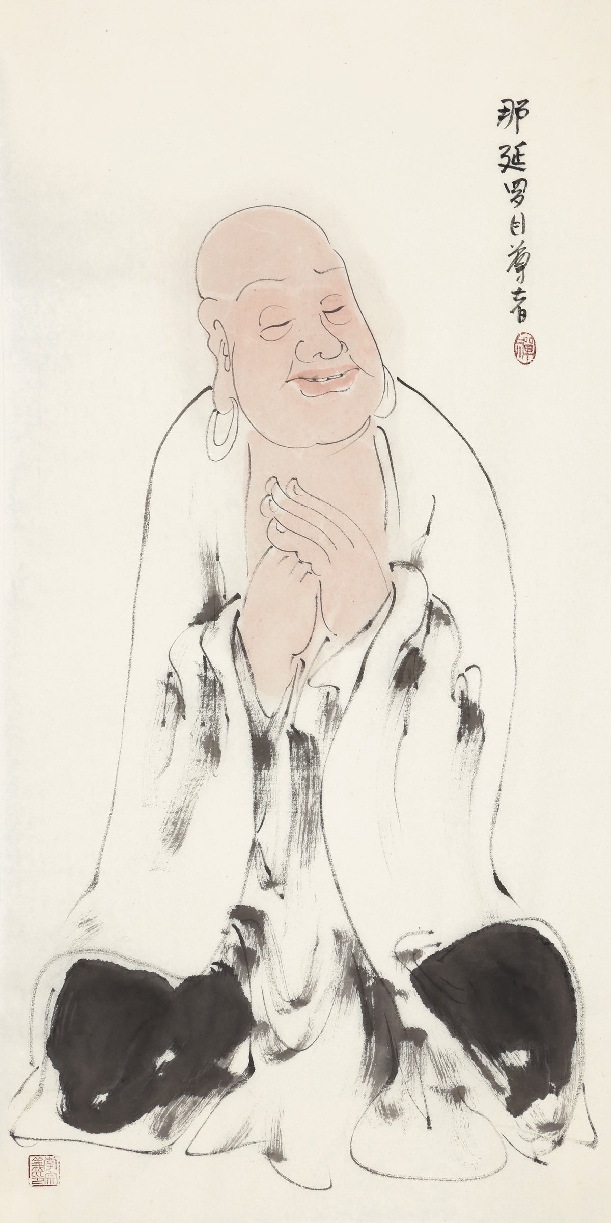 오백나한 제17존 나연라목, 이종의 수묵 선 인물화