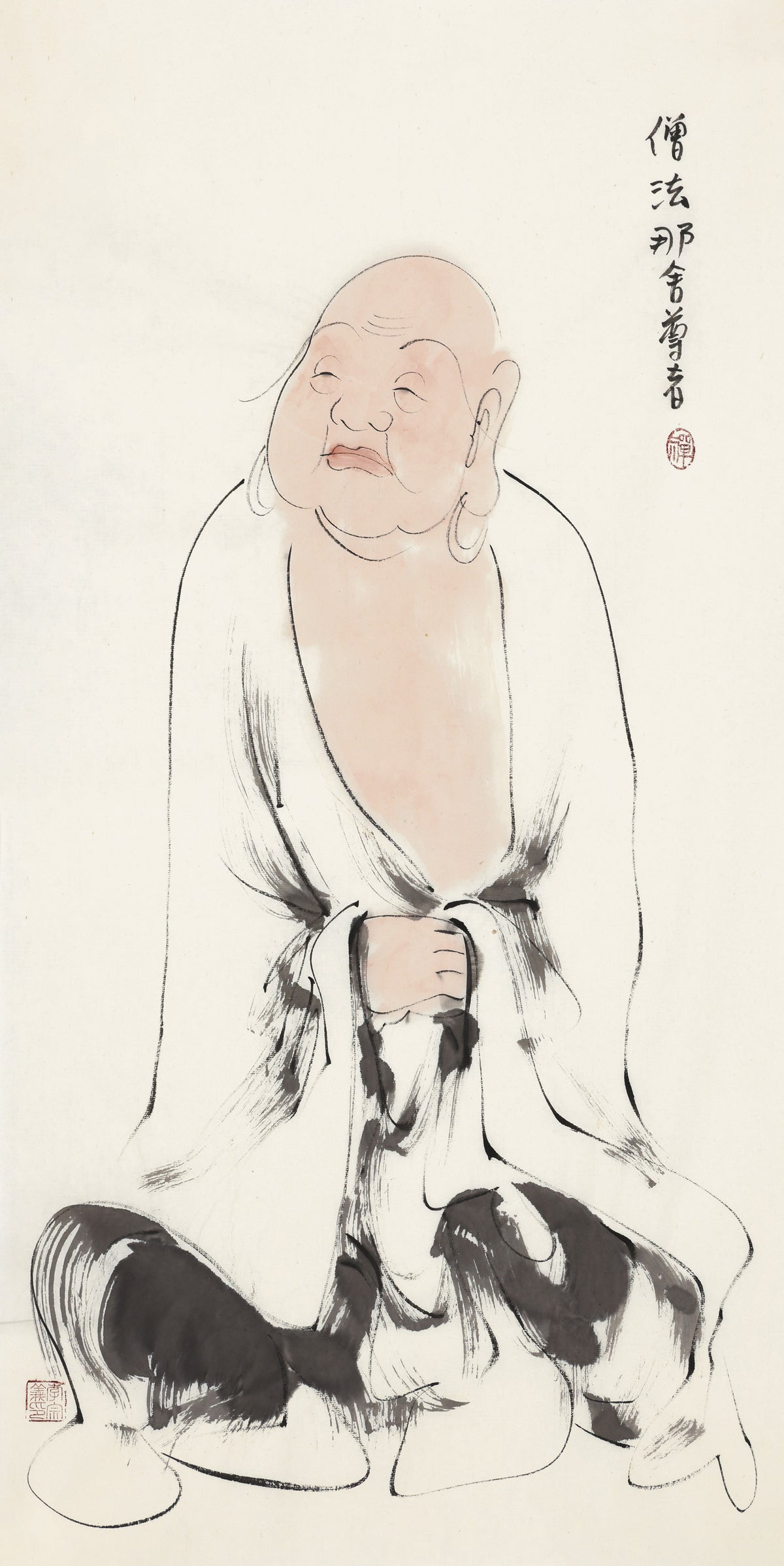 五百羅漢 第40尊 僧法那舎（ソウホウナシャ） 李宗義手描き水墨の禅人物画