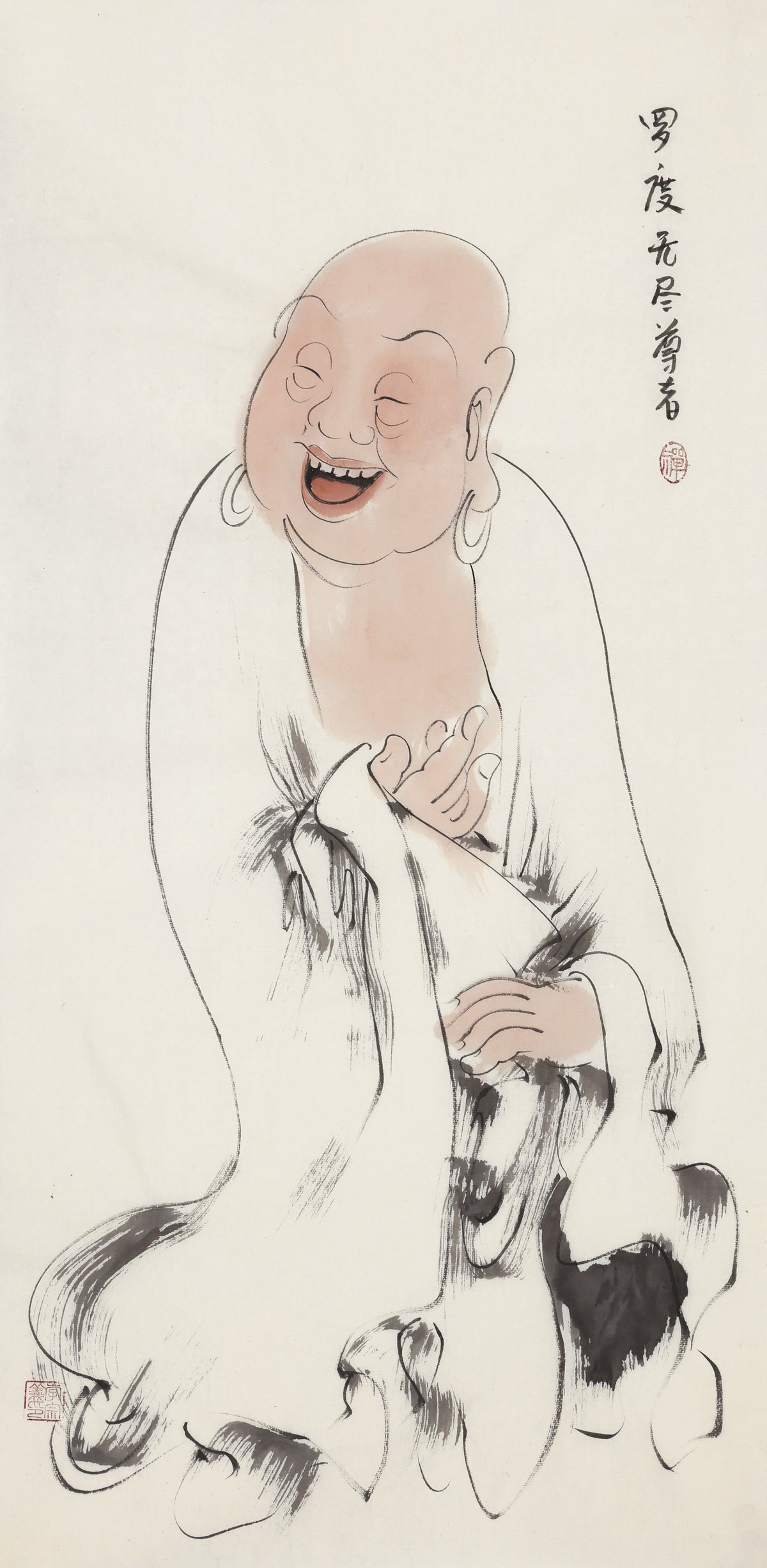 五百羅漢 第53尊 羅度無尽尊者 李宗義手描き水墨の禅人物画