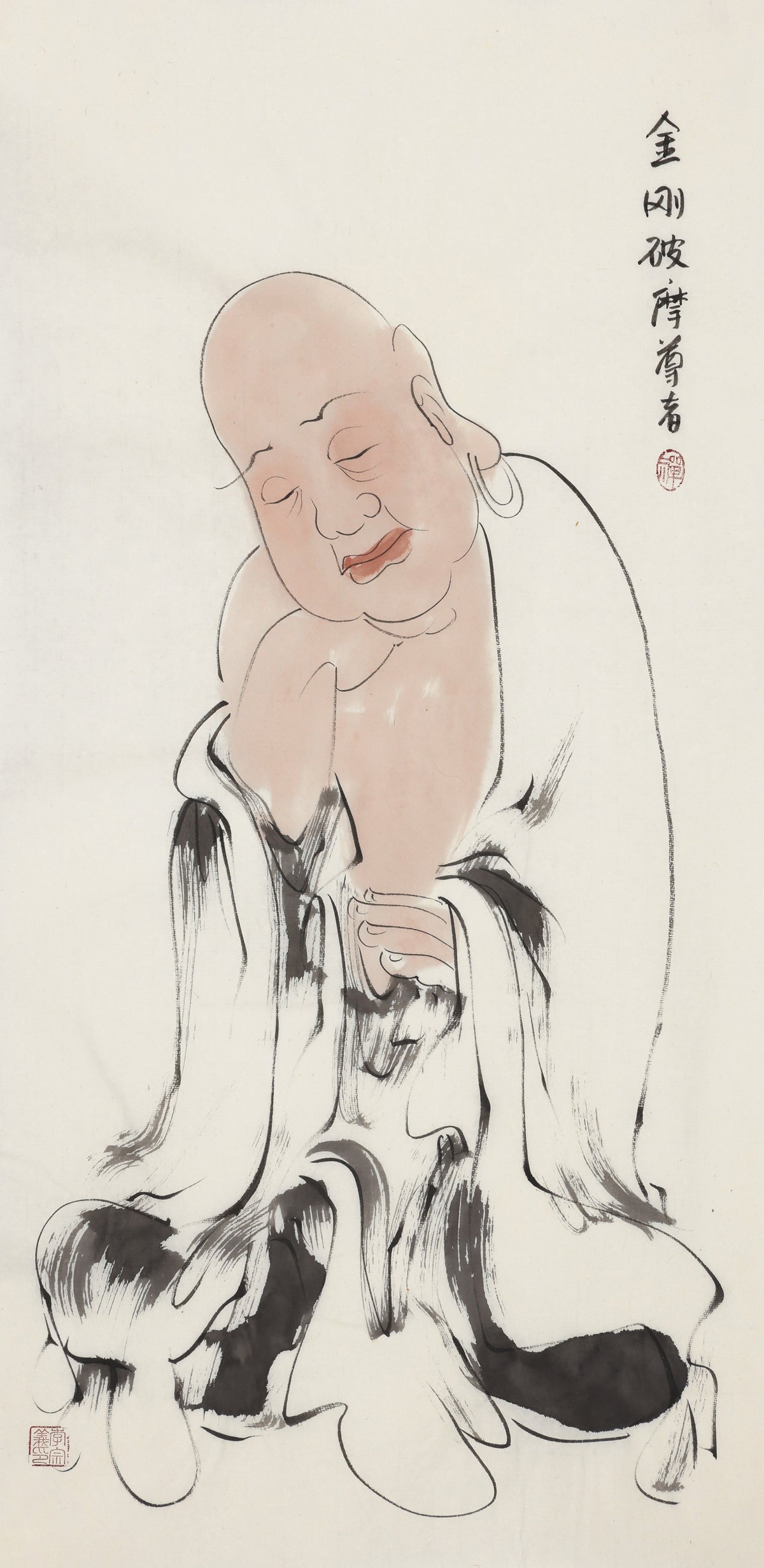五百罗汉第54尊 金刚破摩尊者 李宗义手绘水墨禅意人物画
