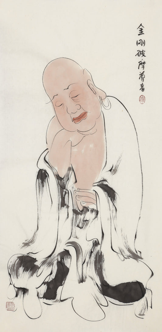 五百罗汉第54尊 金刚破摩尊者 李宗义手绘水墨禅意人物画